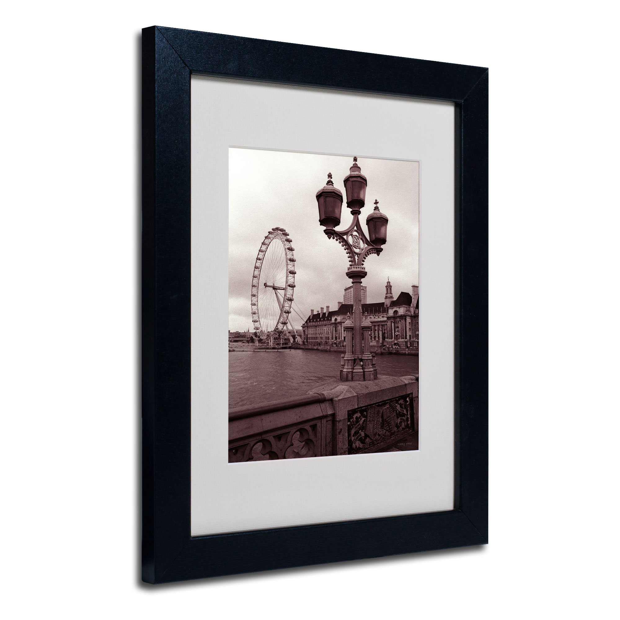 Trademark Fine Art London Eye 2 by Kathy Yates - 11x14 Inch Matted Framed Wall Art with Black Frame - Perfect for Living Room, Bedroom & Office Decor