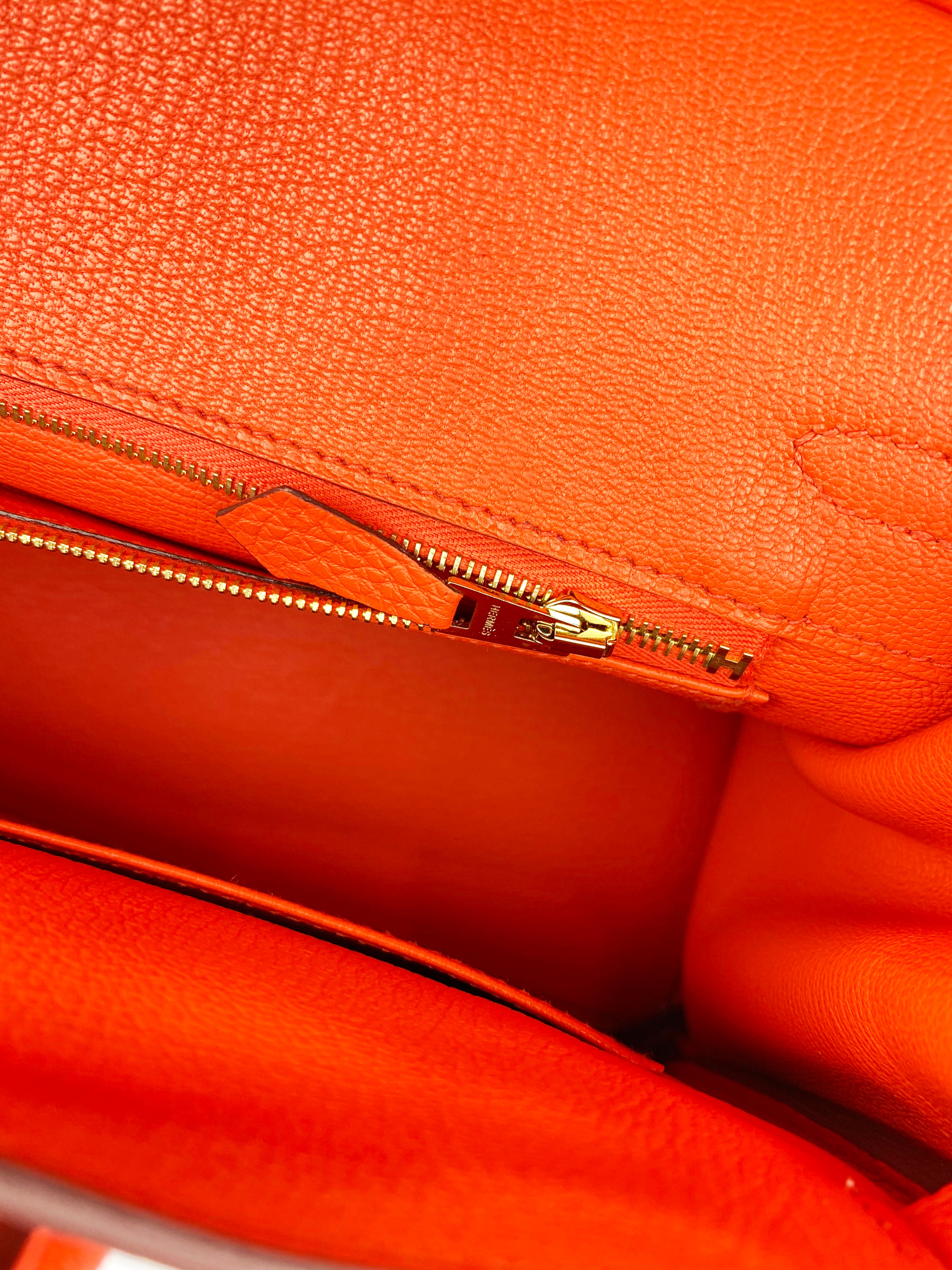 Authentic Hermes Birkin 25 Handbag in Orange - Luxury Togo Leather Top Handle Bag for Women | Perfect for Work, Travel & Special Occasions