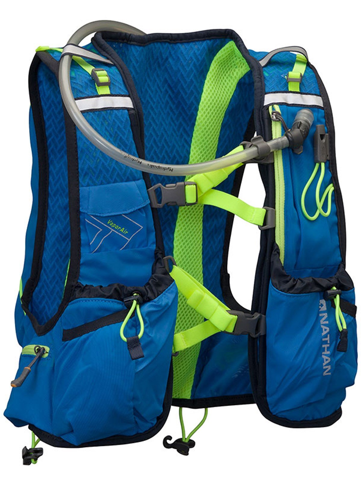 Nathan VaporAir 7L Hydration Running Vest - Lightweight Breathable Race Pack for Trail Running & Hiking - Electric Blue/Lemonade - Size XS - Perfect for Marathon Training & Outdoor Adventures