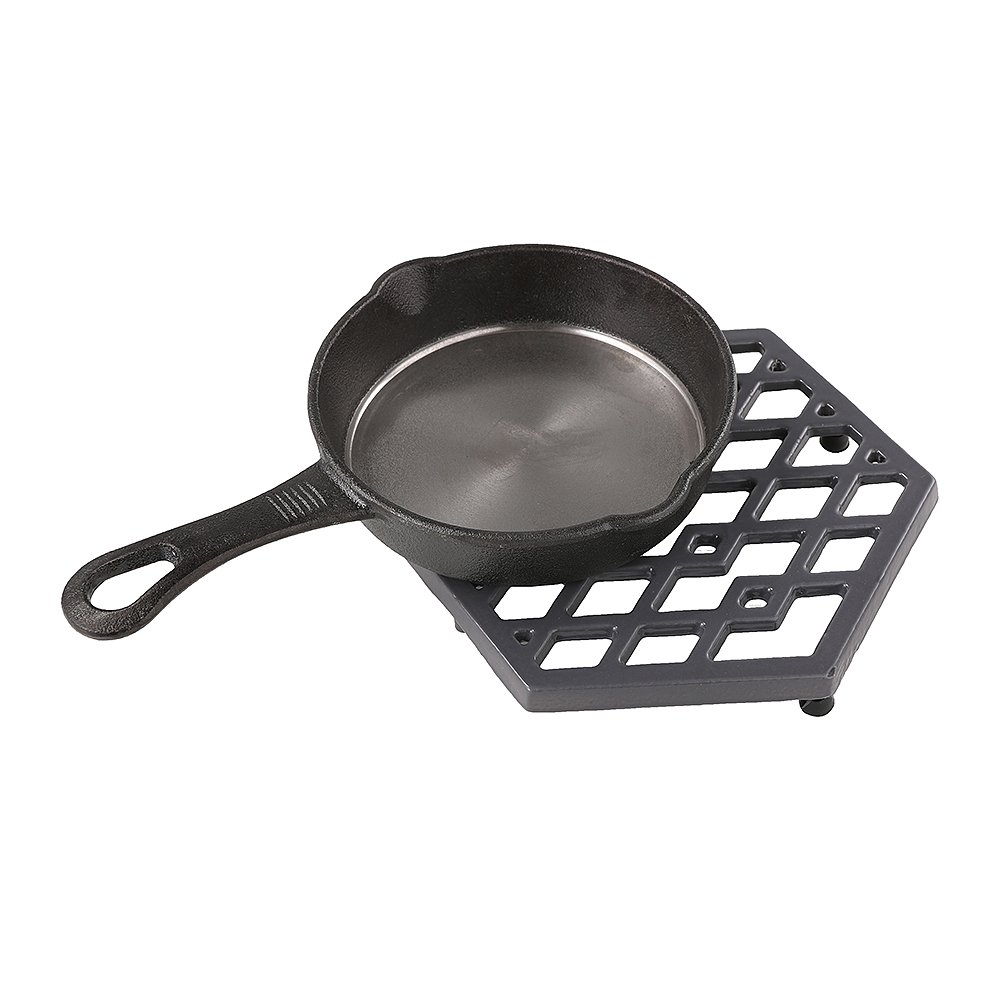 Black Cast Iron Trivets - Heat Resistant to 1472°F - Grey Enameled Metal Trivet Mats for Hot Dishes, Pots & Pans - Stylish Kitchen Table Decor - Perfect for Dining, Serving & Protecting Surfaces from Heat Damage