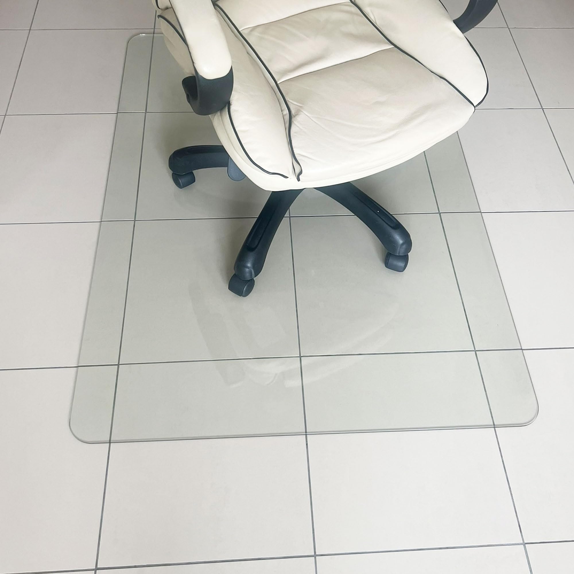 Marvelux 36x40 Inch Clear Tempered Glass Office Chair Mat - Non-Slip Protector for Carpet & Hardwood Floors | Heavy Duty Executive Mat for High Pile Carpets & Hardwood | Perfect for Home Office, Gaming Setup & Workspace Protection