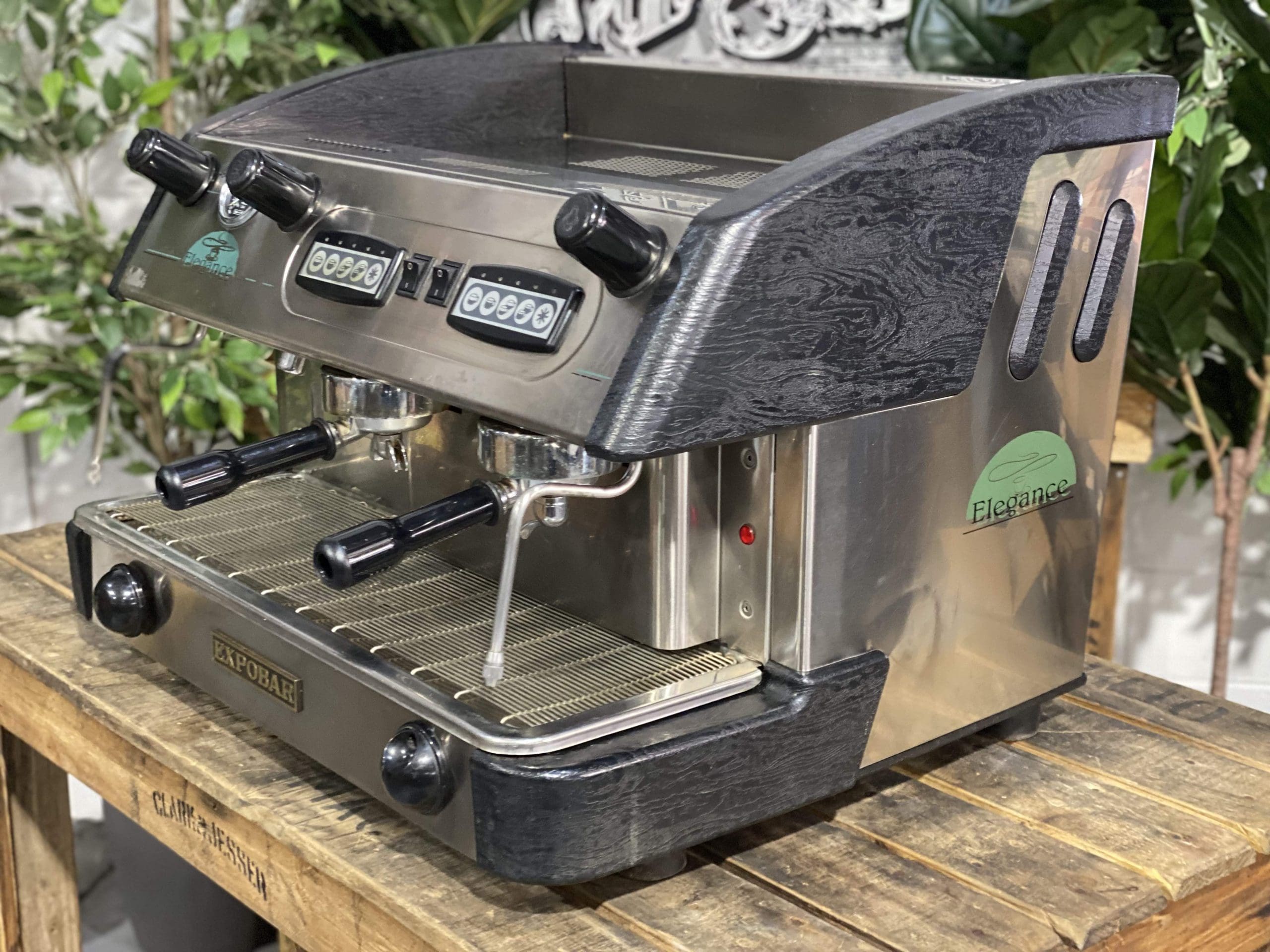 Expobar Elegance Low Cup 2 Group Espresso Machine - Black & Stainless Steel Commercial Coffee Maker for Cafes, Restaurants and Coffee Shops