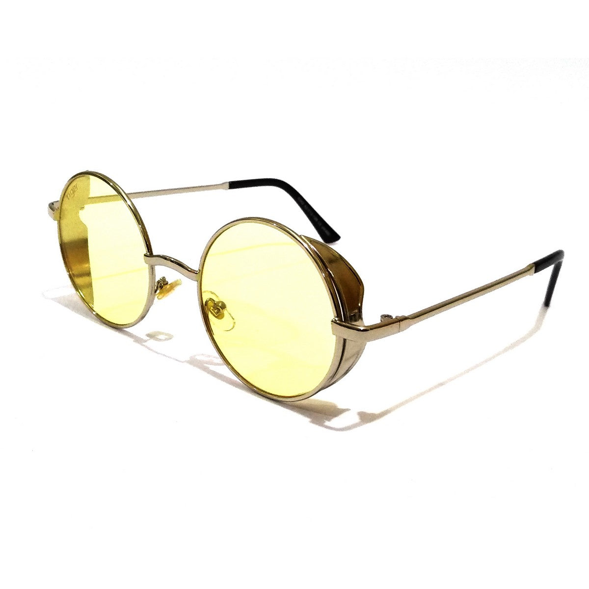 Silver Round Sunglasses with Yellow Lens - UV Protection Fashion Shades for Women & Men - Perfect for Beach, Driving, and Outdoor Activities