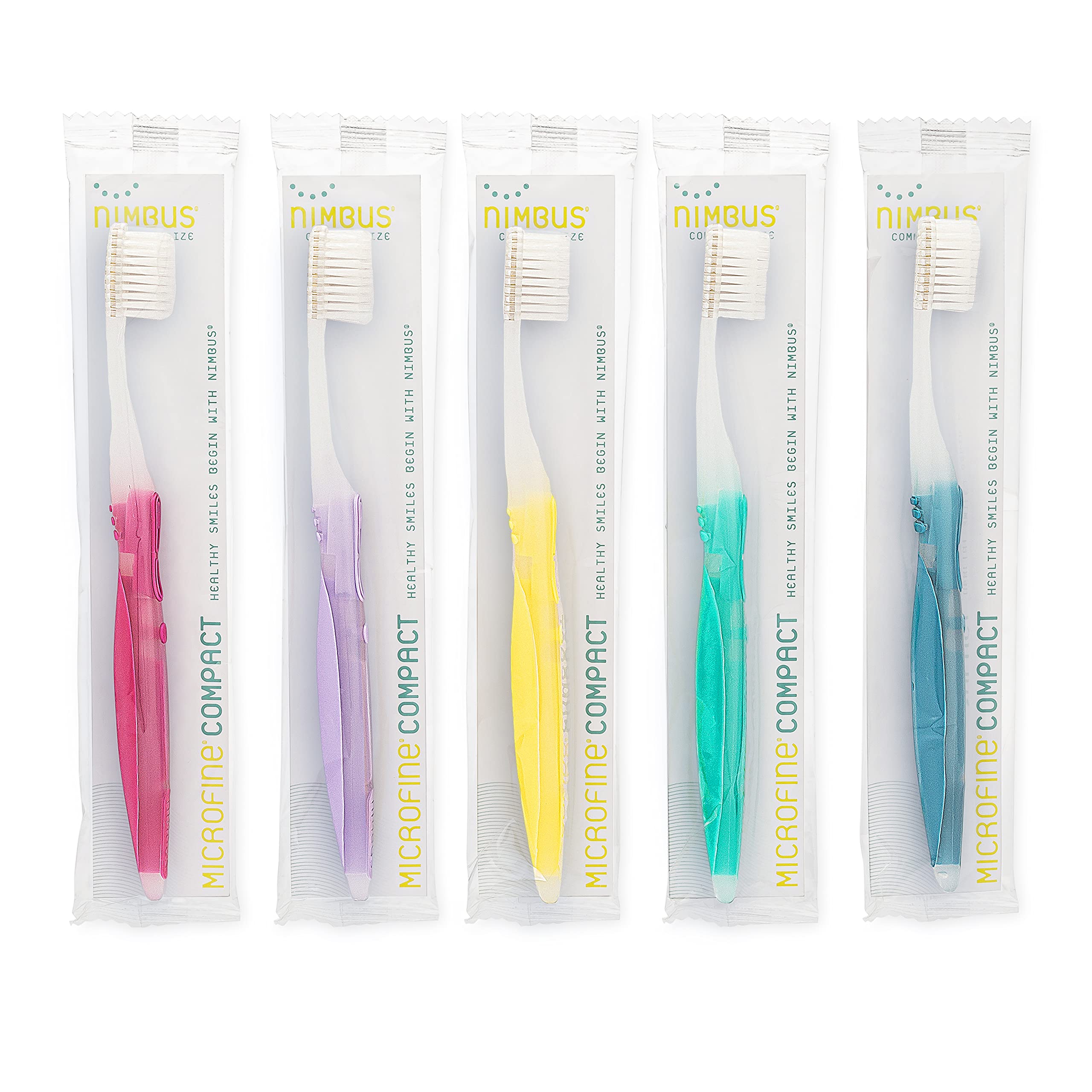 **Nimbus Extra Soft Toothbrushes for Sensitive Teeth & Receding Gums - 5 Pack, Compact Head, Periodontist-Designed Tapered Bristles, Individually Wrapped Plaque Remover (Colors May Vary) - Gentle Dental Care for Travel, Home & Office Use**