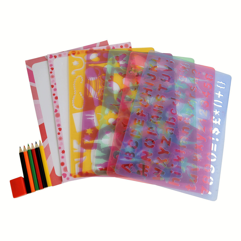Buddy & Barney Fashion & Fantasy Stencil Kit - Fairies, Flowers & More! Creative DIY Art for Kids, Home Decor & Scrapbooking