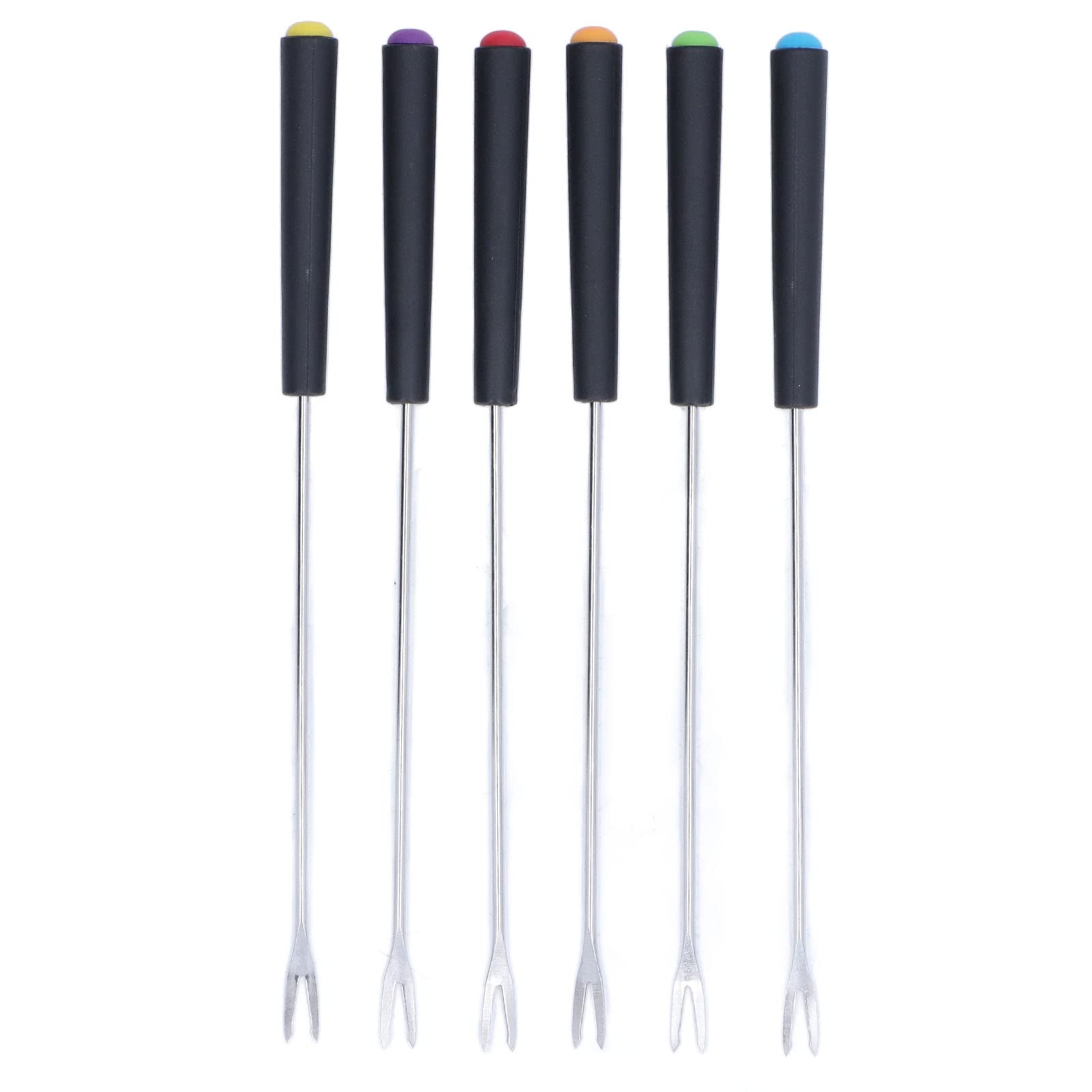 6-Piece Stainless Steel Fondue Forks Set with Heat-Resistant Handles - 9.5