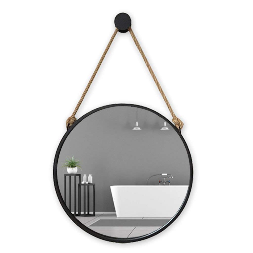 Stylish Black Round Wall-Mounted Bathroom Mirror - 30cm European Wrought Iron Makeup Mirror for Bedroom & Dressing Room - Perfect for Vanity, Powder Room & Home Decor