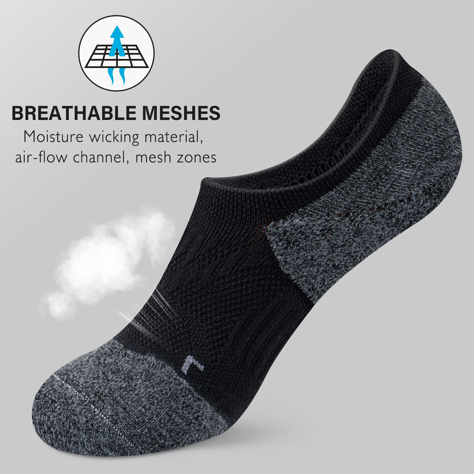 Gonii Women's No Show Athletic Compression Running Socks - Low Cut Cushioned Socks (5 Pairs) - Perfect for Running, Gym Workouts & Everyday Comfort