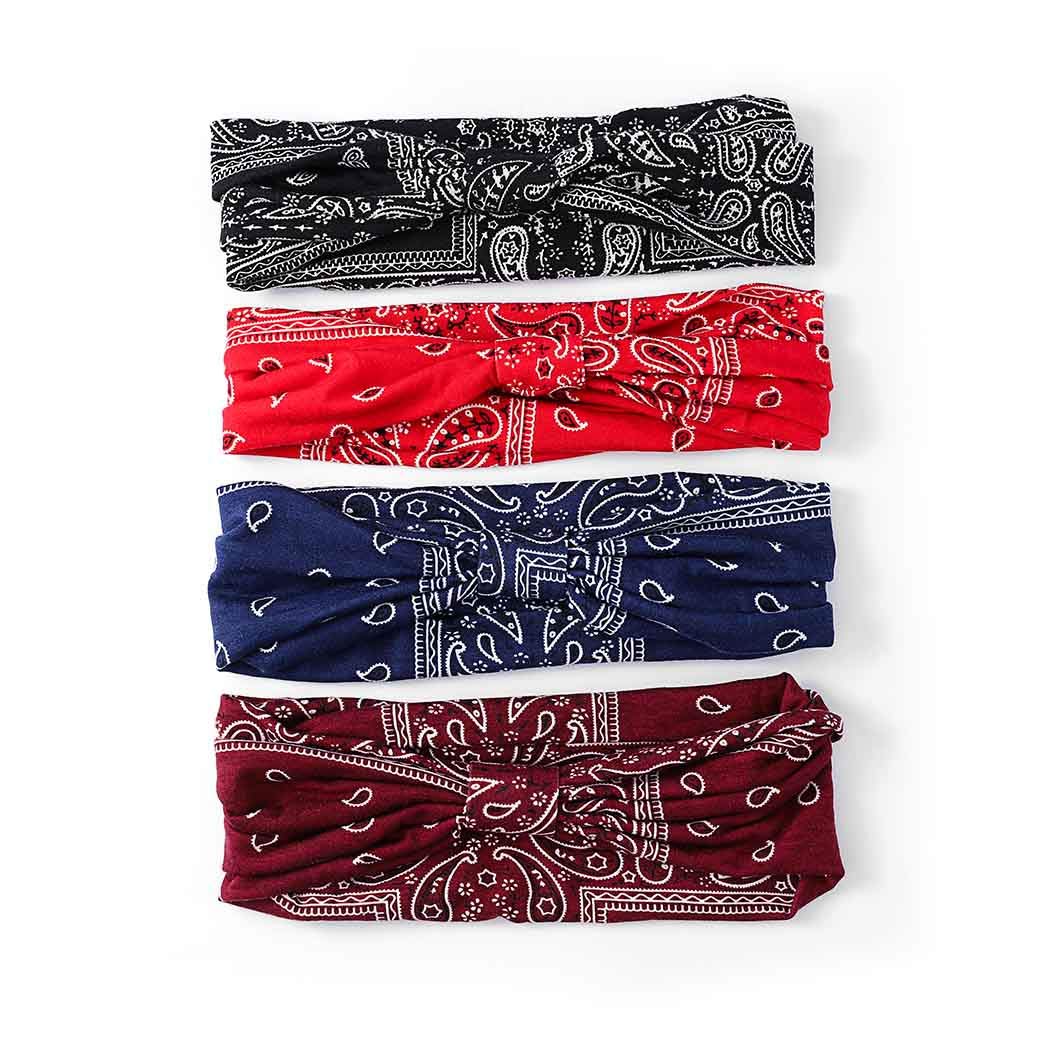 Bohend Boho Headbands for Women - Wide Knotted Stretchy Cotton Headband with Fashion Print - Yoga, Sports, Travel Hair Accessories for Women and Girls - Perfect for Workouts, Beach Days and Casual Styling
