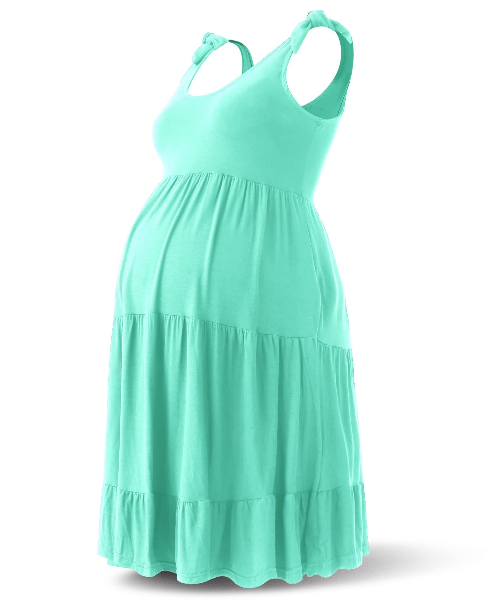RNXRBB Summer Maternity Sundress - Casual Sleeveless Tank Dress for Pregnant Women | Beach Midi Dress for Vacation, Outdoor Activities & Pregnancy Photos