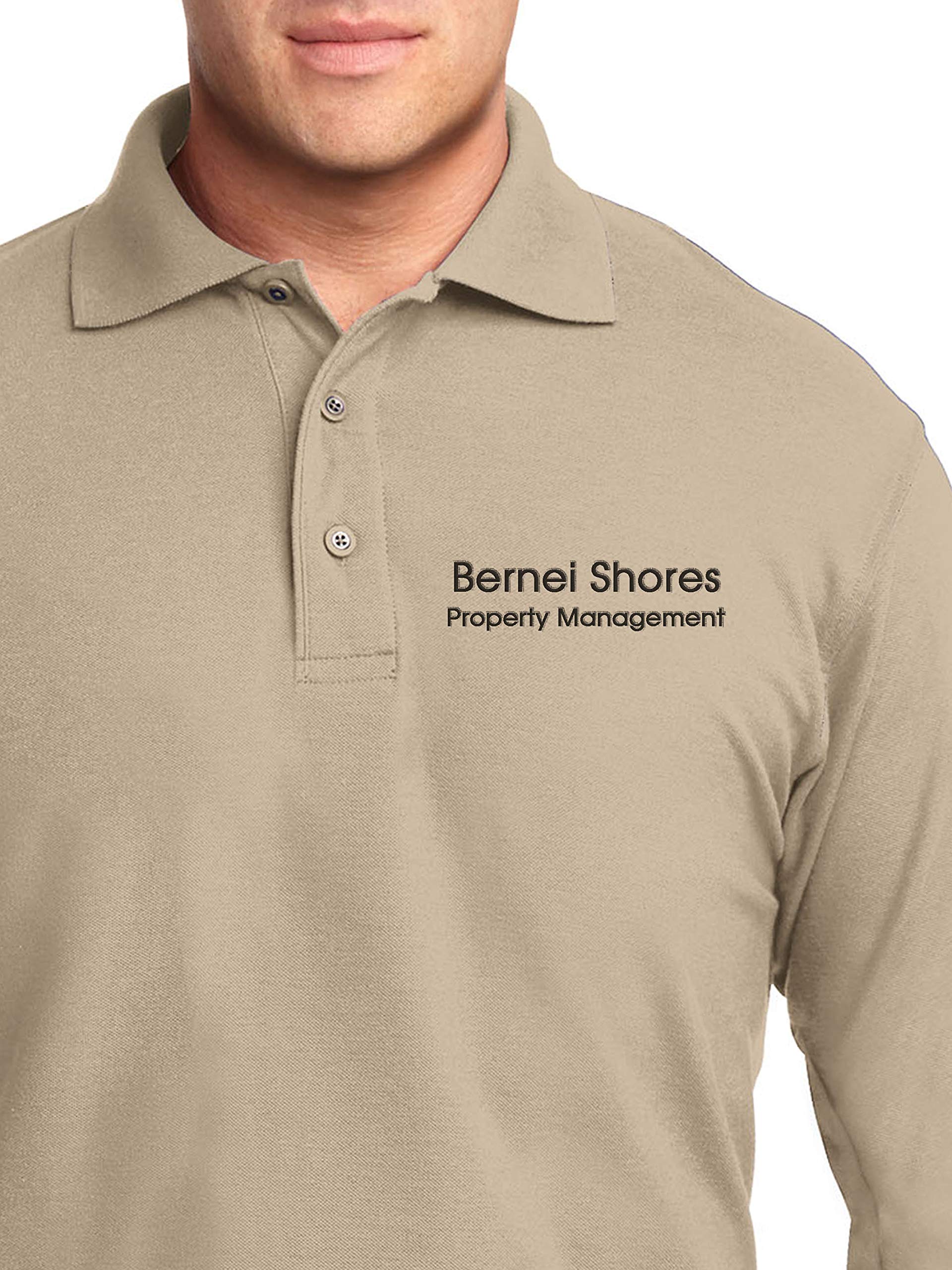 Custom Embroidered Men's Long Sleeve Polo Shirts - Personalized Monogram Dress Shirts for Business Casual & Golf - Premium Embroidered Work & Office Wear