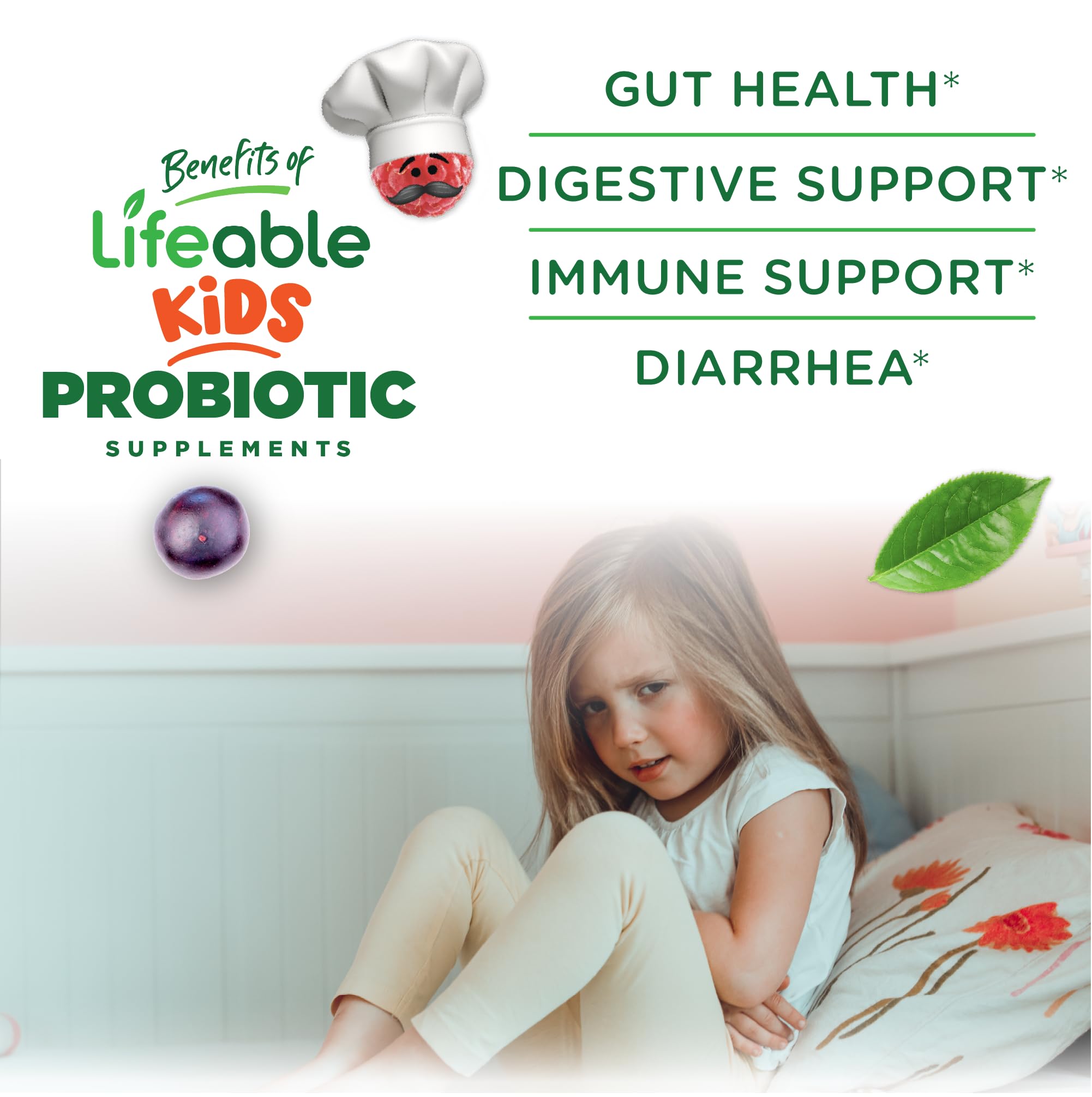 Lifeable Kids Probiotic Gummies - 5 Billion CFU (50mg) per Serving - Delicious Berry Flavor for Gut Health & Immune Support - Digestive & Immune System Booster for Boys & Girls - 90 Count - Perfect for School Lunches & Travel Snacks