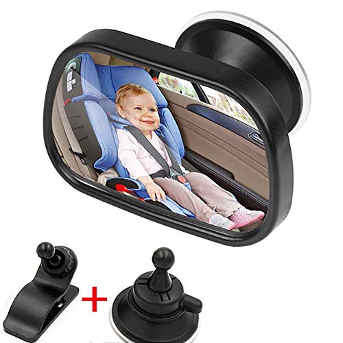 XLL 2-in-1 Adjustable Baby Car Mirror - Rear Seat Safety Monitor with Convex Design for Kids, Black - Perfect for Parents to Safely Watch Infants While Driving