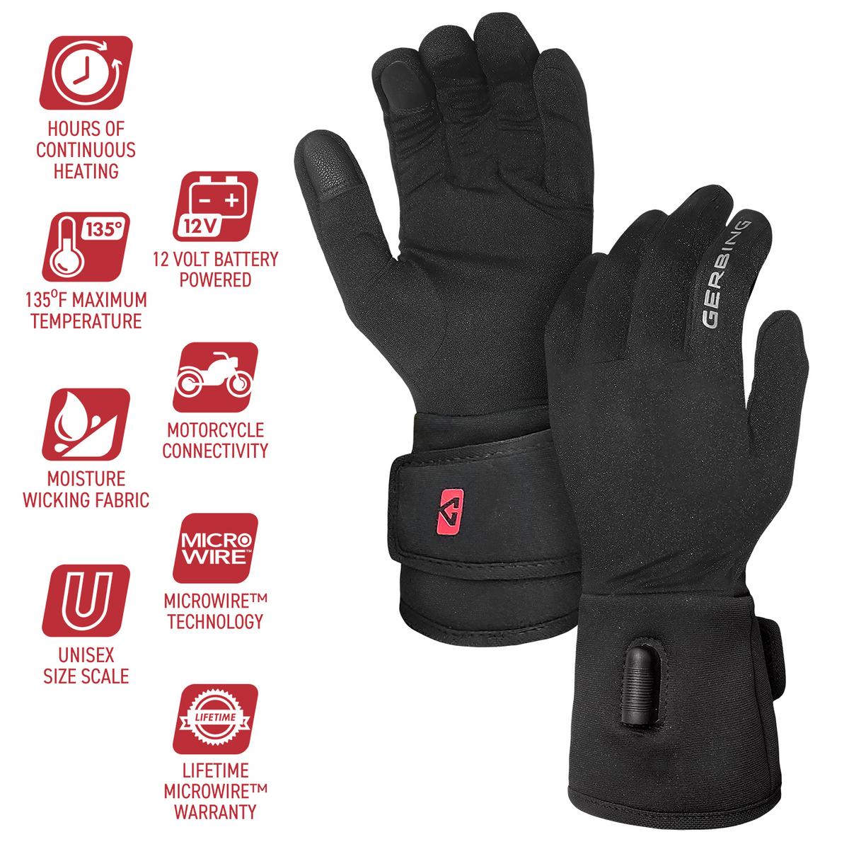 Gerbing Heated Glove Liners for Men & Women - Battery Powered Winter Gloves for Motorcycle Riding, Skiing & Outdoor Activities - Thermal Insulated Touchscreen Compatible
