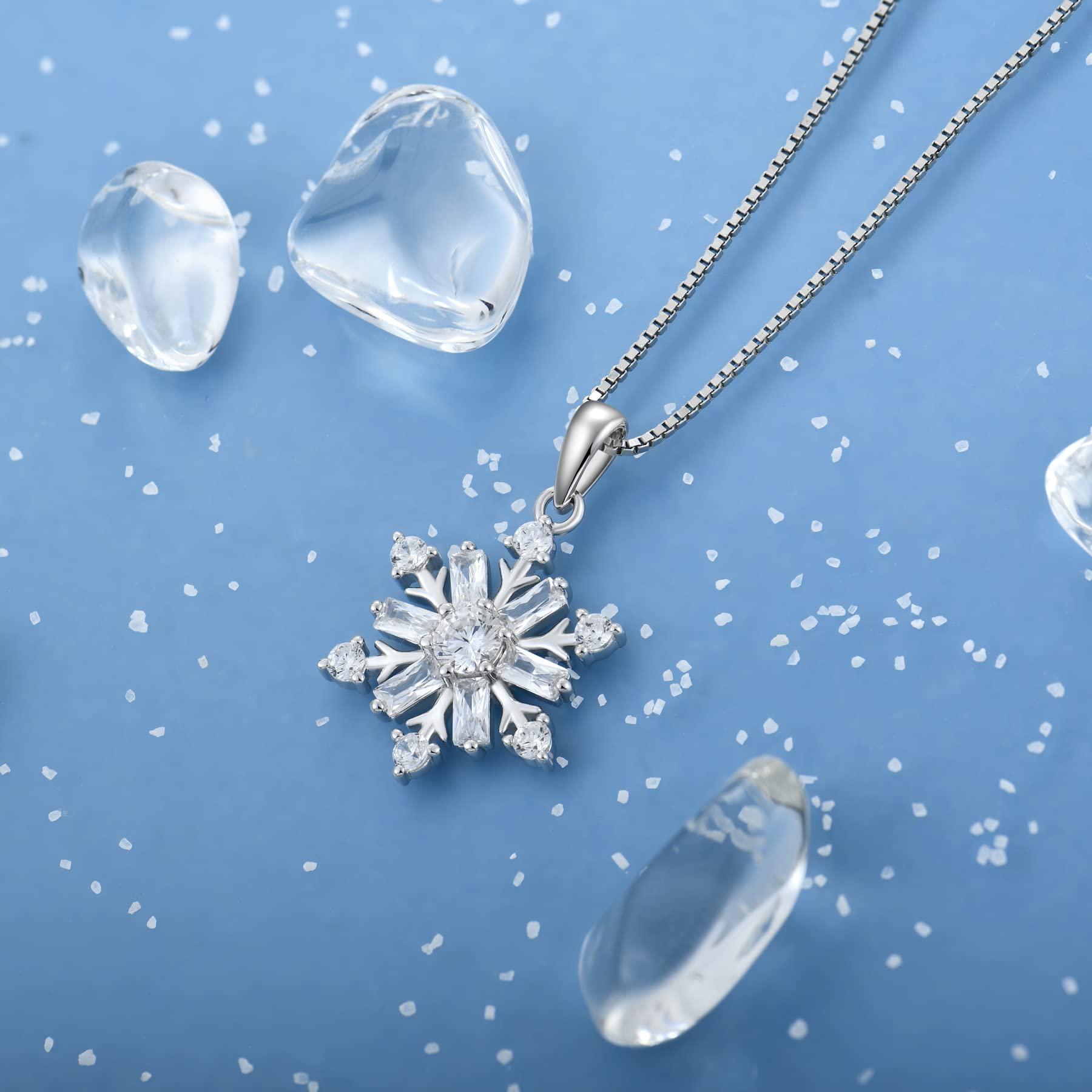 STARCHENIE Snowflake Necklace - 925 Sterling Silver Snowflake Pendant for Women | Christmas Gift, Winter Jewelry, Holiday Party Accessory