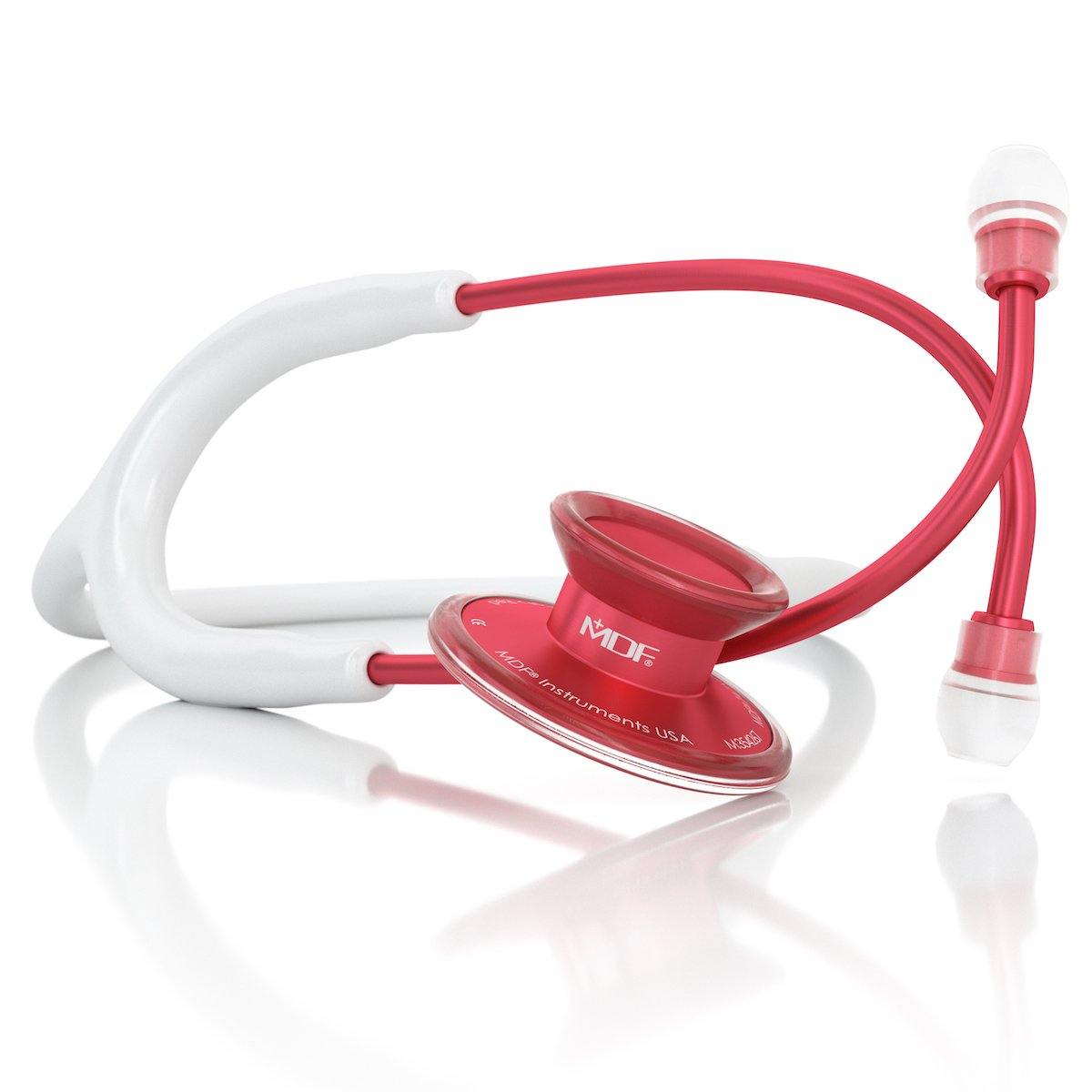 Acoustica® Professional Stethoscope - White & Red Dual-Head Design for Medical Students, Nurses & Doctors | Ideal for Clinical Use, Patient Exams & Healthcare Training