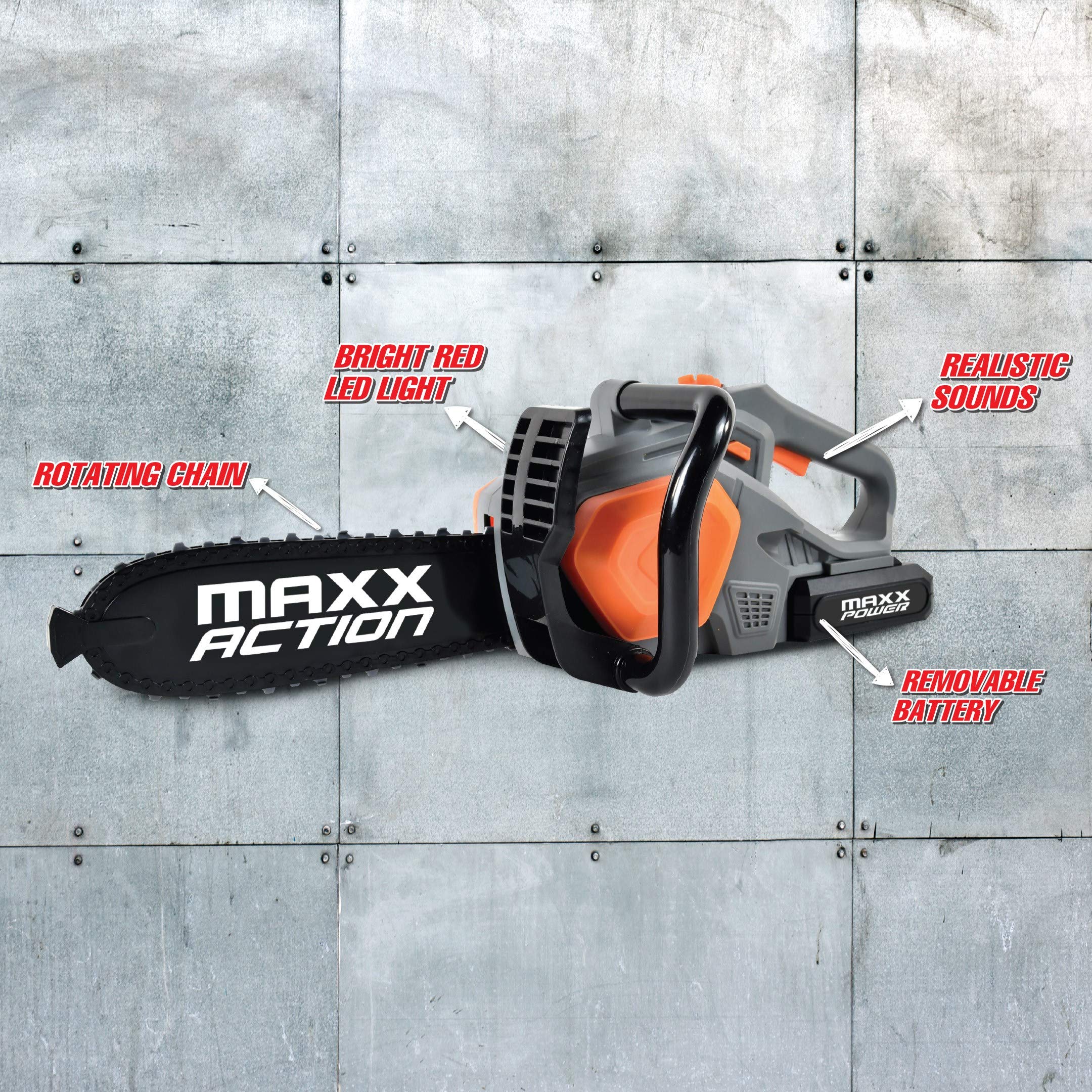 Maxx Action Power Tools Toy Chainsaw with Lights & Sounds - Kids Pretend Play Construction Tool for Outdoor & Indoor Role Play | Fun Educational Toy for Toddlers & Children