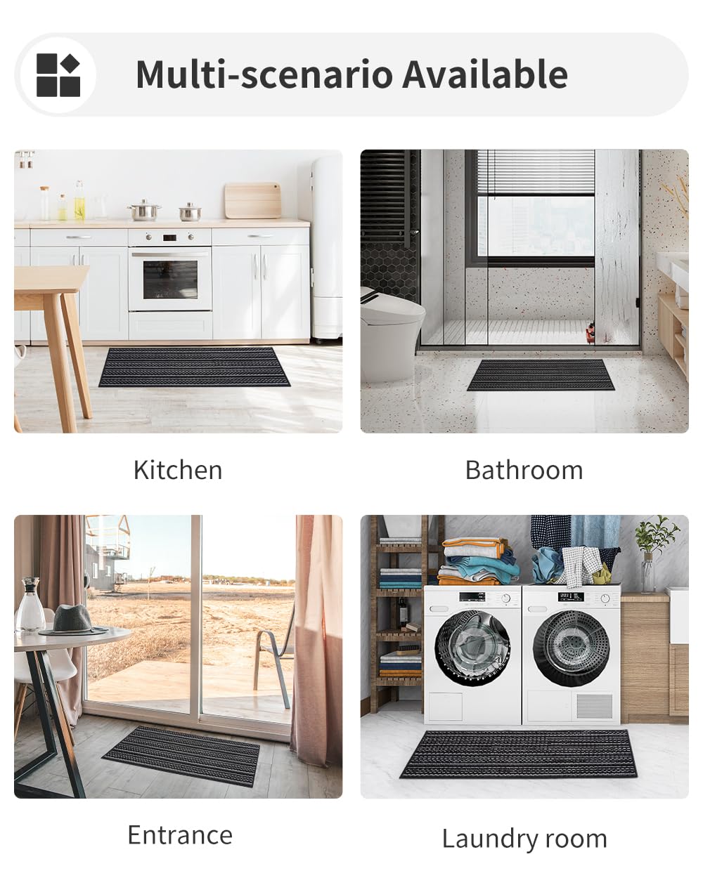 COCOER Non-Slip Washable Kitchen Runner Rug - Absorbent Floor Mat for Sink, Laundry Room & Hallway - Perfect for High Traffic Areas, Spill Protection & Comfort Underfoot