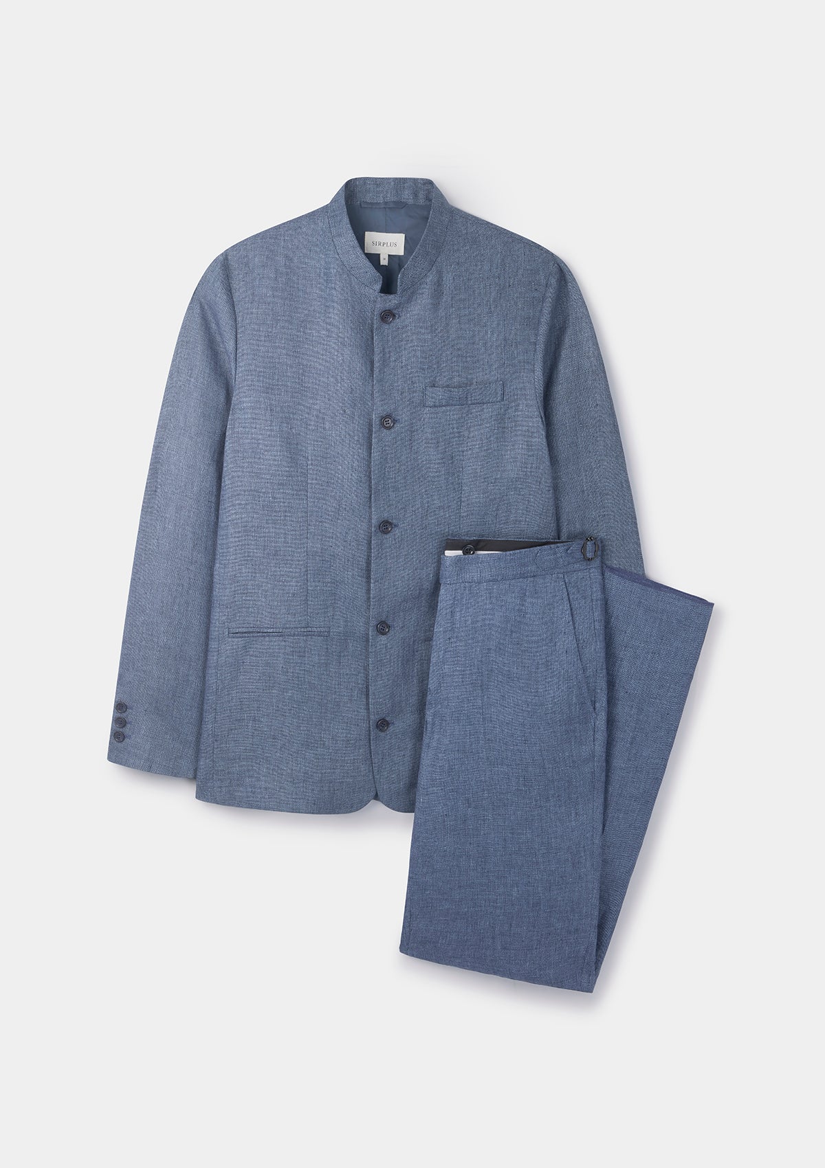 French Blue Linen Nehru Jacket for Men | Lightweight Breathable Summer Blazer | Wedding, Party & Business Casual Wear