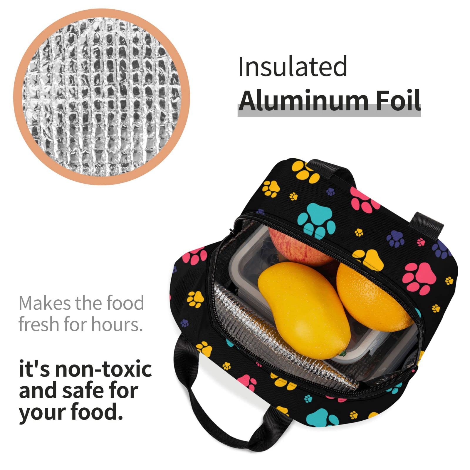 Cute Dog Paws Insulated Lunch Box - Reusable & Portable Meal Container for Men & Women - Perfect for Work, Travel, Picnic & Outdoor Activities