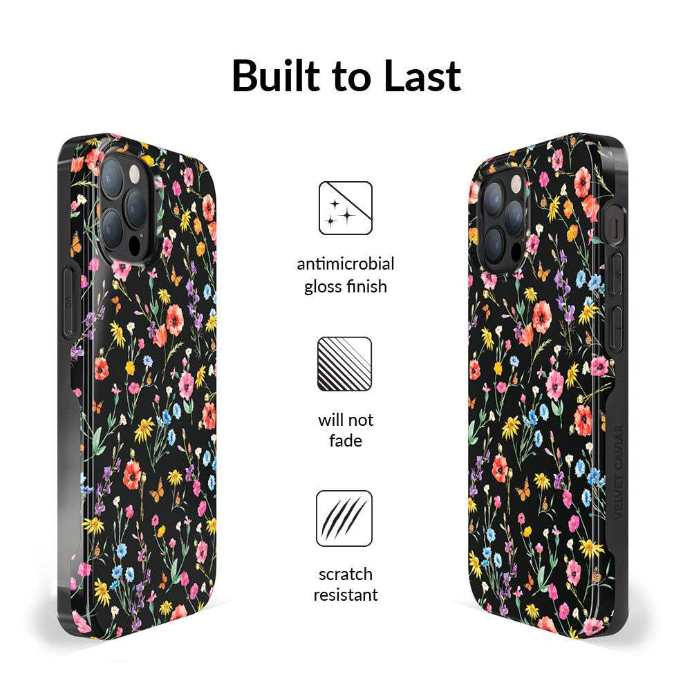 Premium Black Wildflower iPhone Case - Durable Protective Cover for iPhone [Model] - Perfect for Everyday Use, Travel & Outdoor Adventures