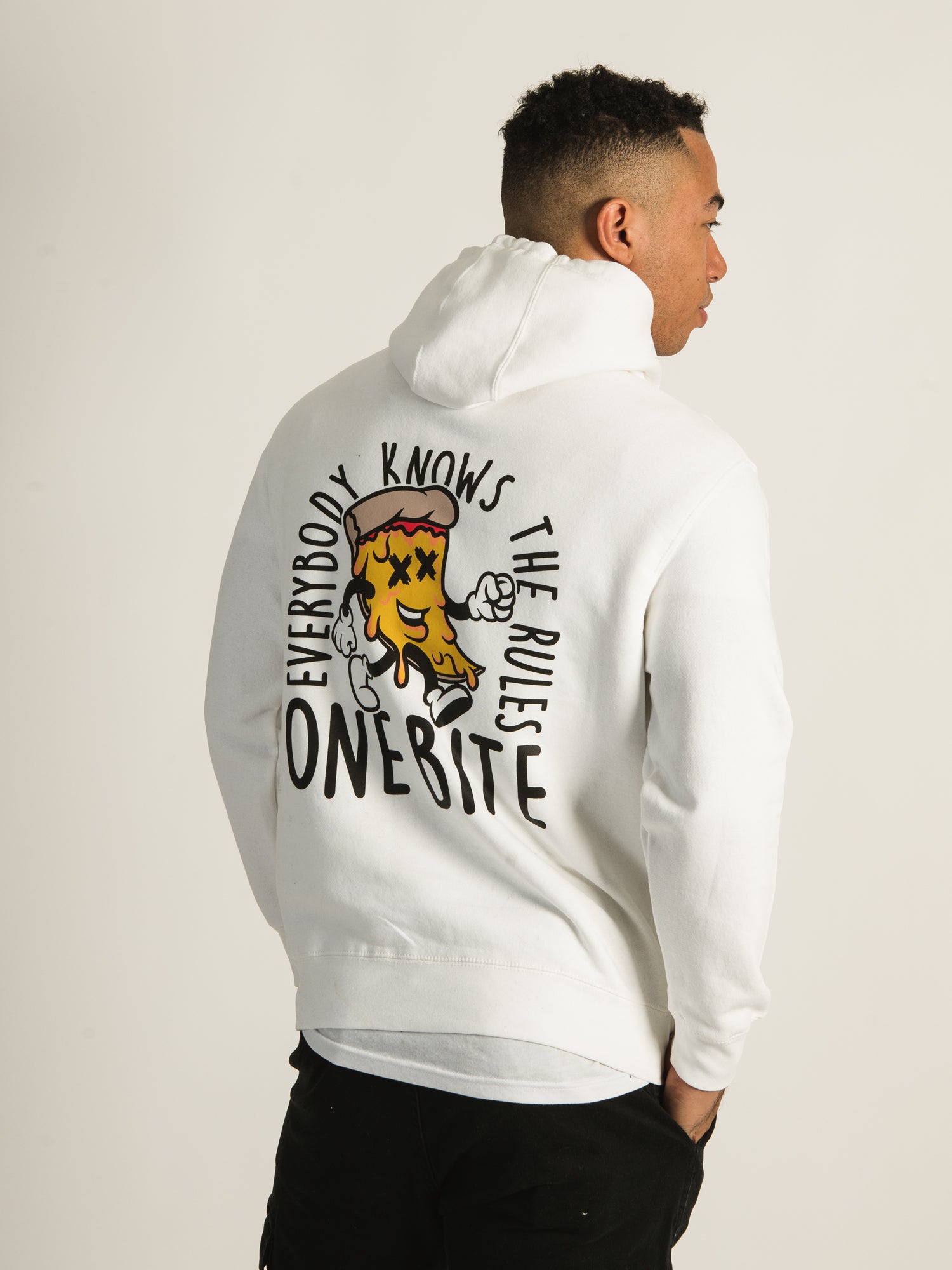 Barstool Sports One Bite Everybody Knows The Rules Hoodie - Men's Pullover Sweatshirt for Casual Wear & Fan Merch - Clearance Sale