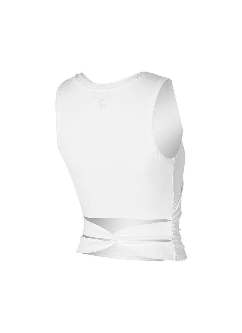 Ribbed Back Twist Sleeveless Top - Women's Fashion Stretch Knit Camisole for Casual Wear, Layering & Summer Outfits