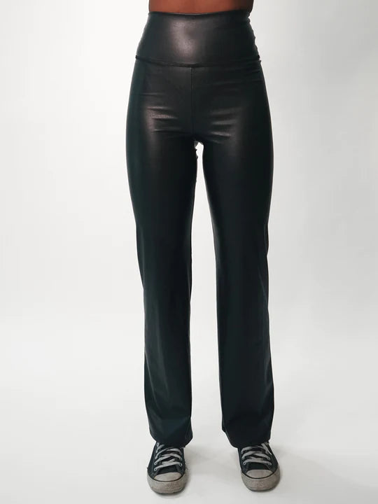Electric & Rose Women's Ella Faux Leather Pants - Onyx Black | High Waisted Stretch Vegan Leather Leggings for Women | Perfect for Night Out, Party & Casual Wear
