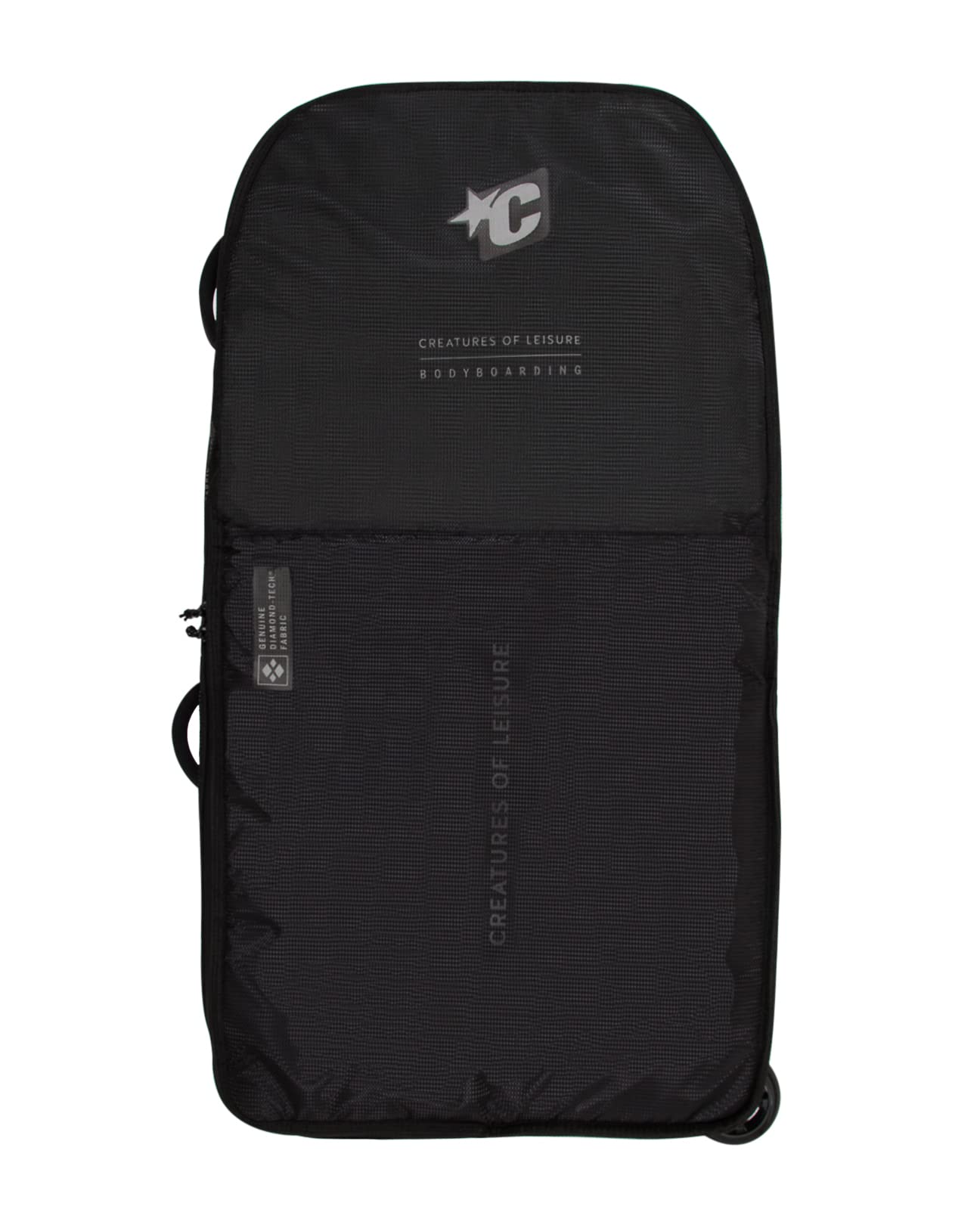 Creatures of Leisure Bodyboard Quad Wheely Cover - Black & Silver Board Bag for Surfing & Beach Travel | Durable Protection for Bodyboards & Surfboards
