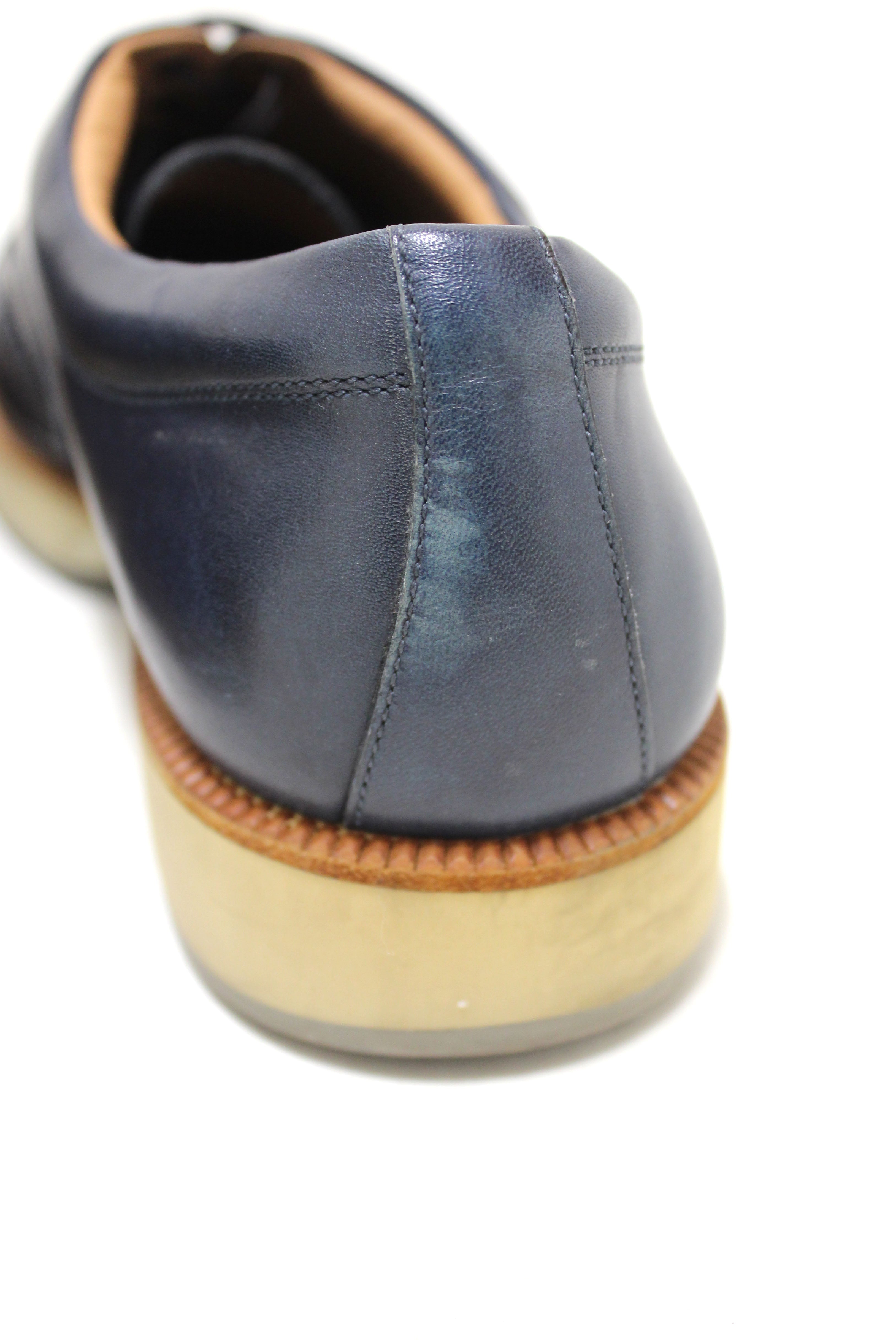 Authentic Salvatore Ferragamo Men's Blue Calf Leather Wingtip Brogue Shoes Size 8.5 - Classic Dress Shoes for Business, Weddings & Formal Occasions