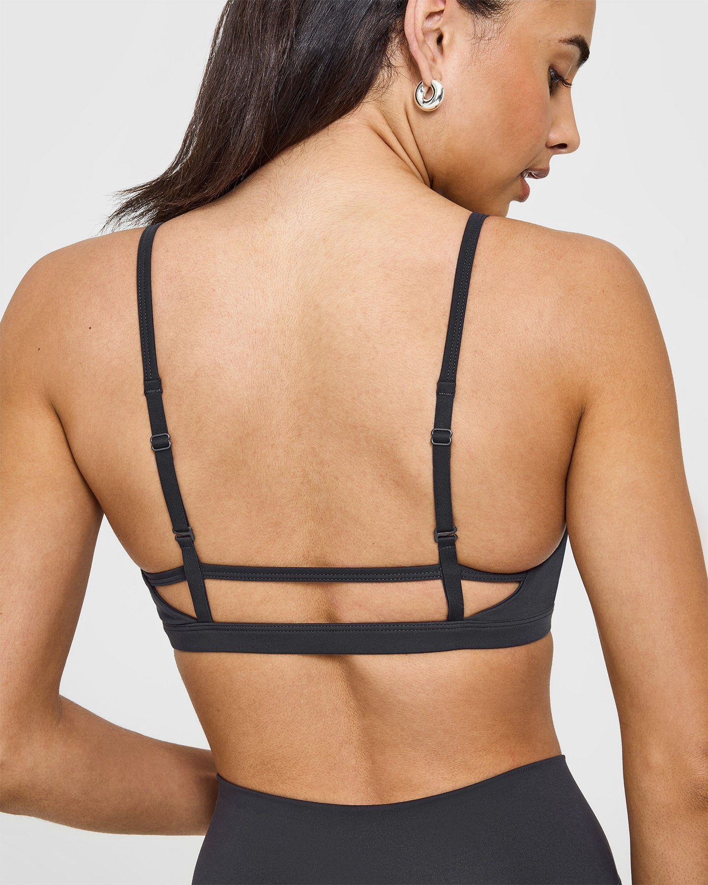 Timeless Strappy Bralette for Women - Comfortable Wireless Bra in Coal Black | Perfect for Yoga, Lounge & Everyday Wear