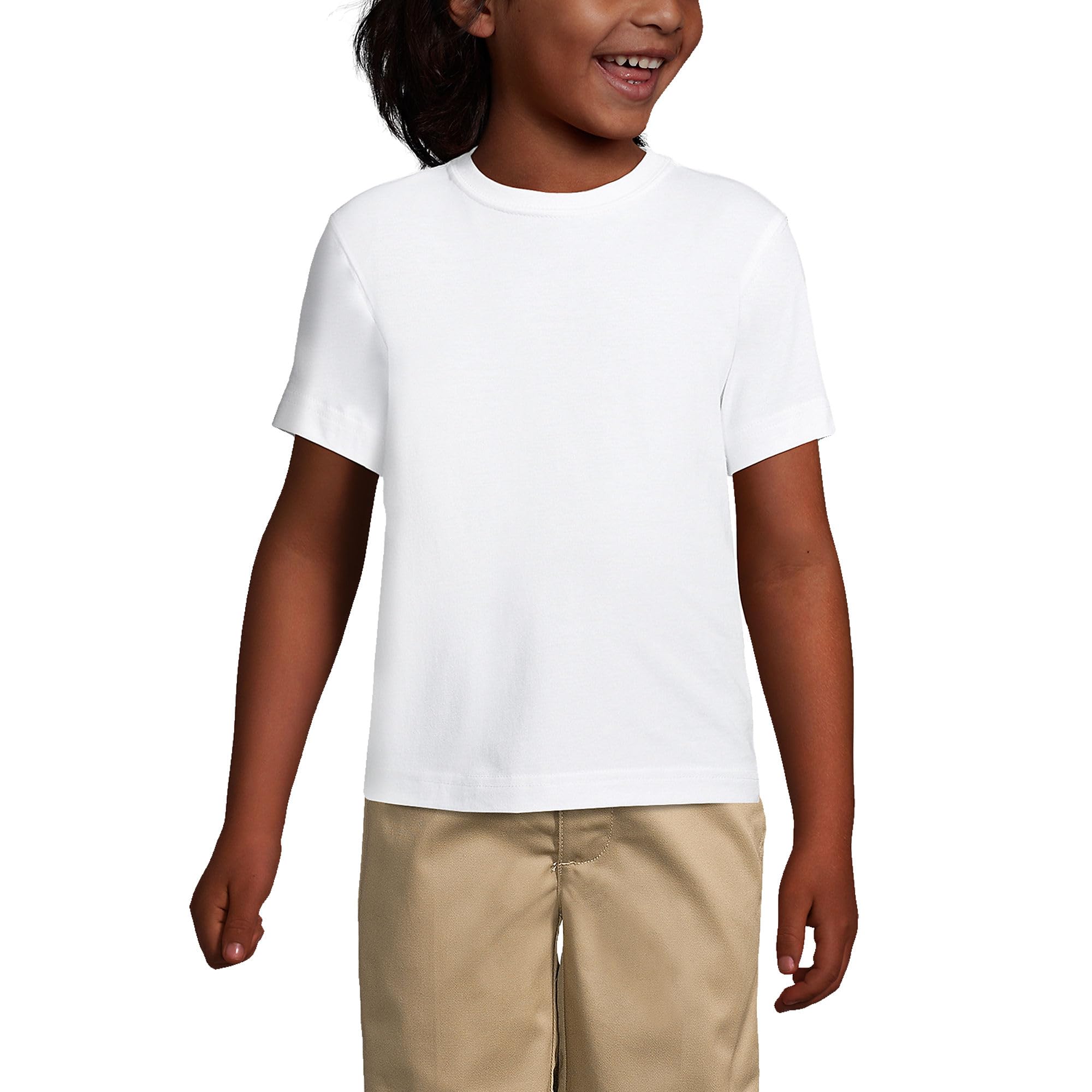 Lands' End Boys' Short Sleeve Essential Uniform T-Shirt for School - Comfortable Cotton Tee for Everyday Classroom Wear