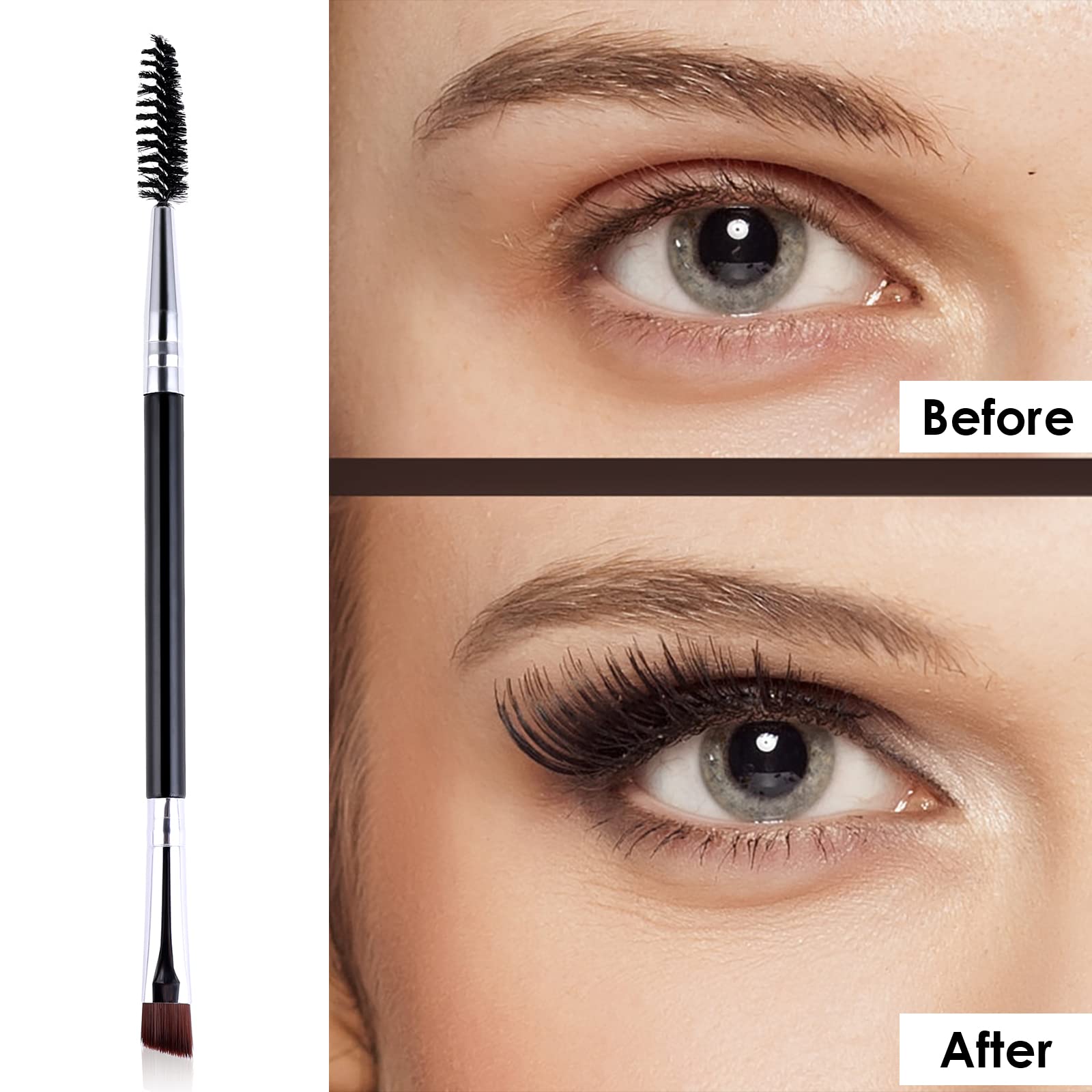 Professional Double Angled Eyebrow Brush Set - Ultra Thin Brow Brush with Spoolie for Precise Shaping | Perfect for Women, Makeup Artists & Stylists | Ideal for Everyday Makeup, Salon Use & Eyebrow Grooming