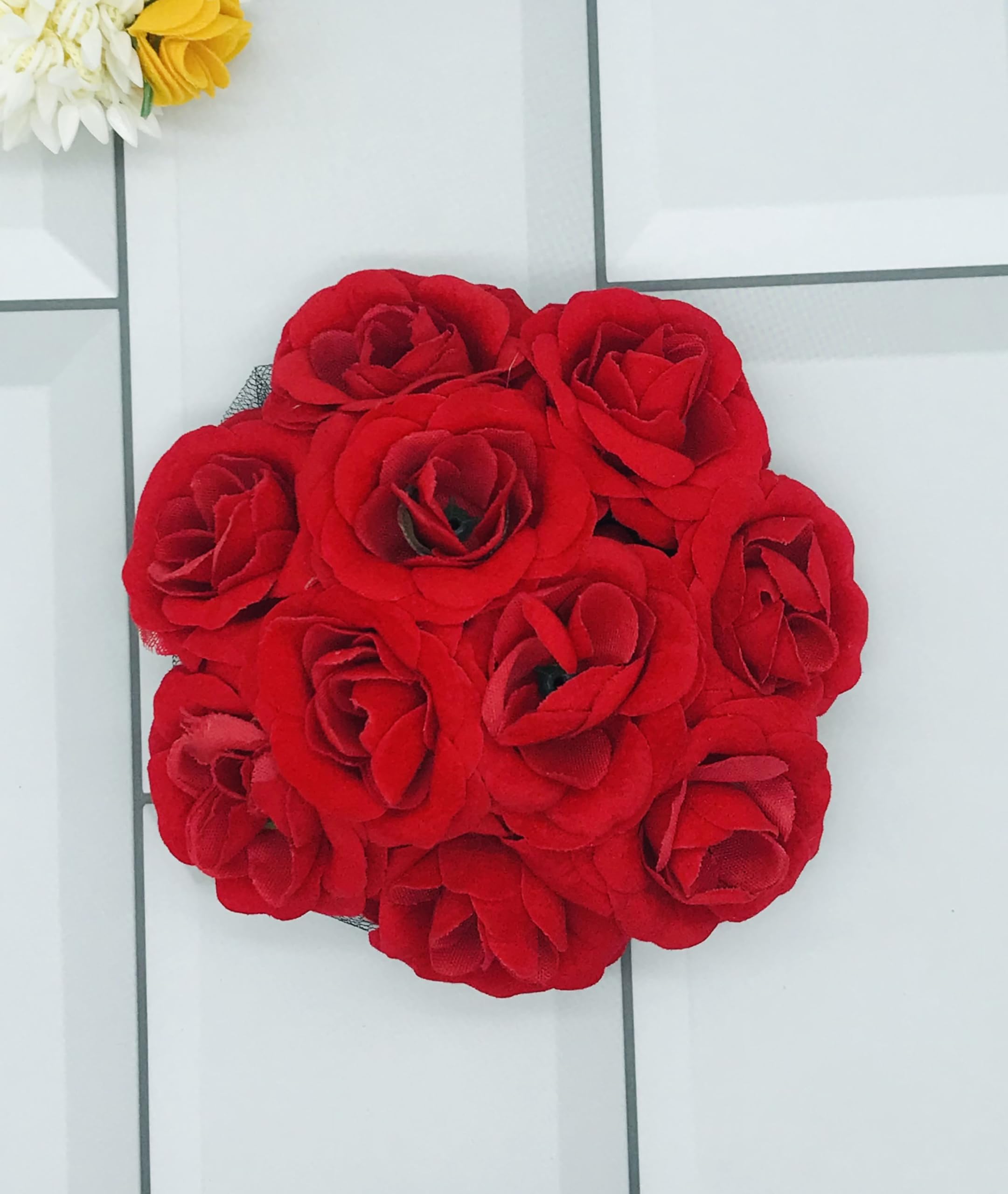 GadinFashion™ Artificial Red Rose Wedding Hair Bun Gajra - Elegant Bridal Hair Accessory for Women | Perfect for Weddings, Parties & Special Occasions