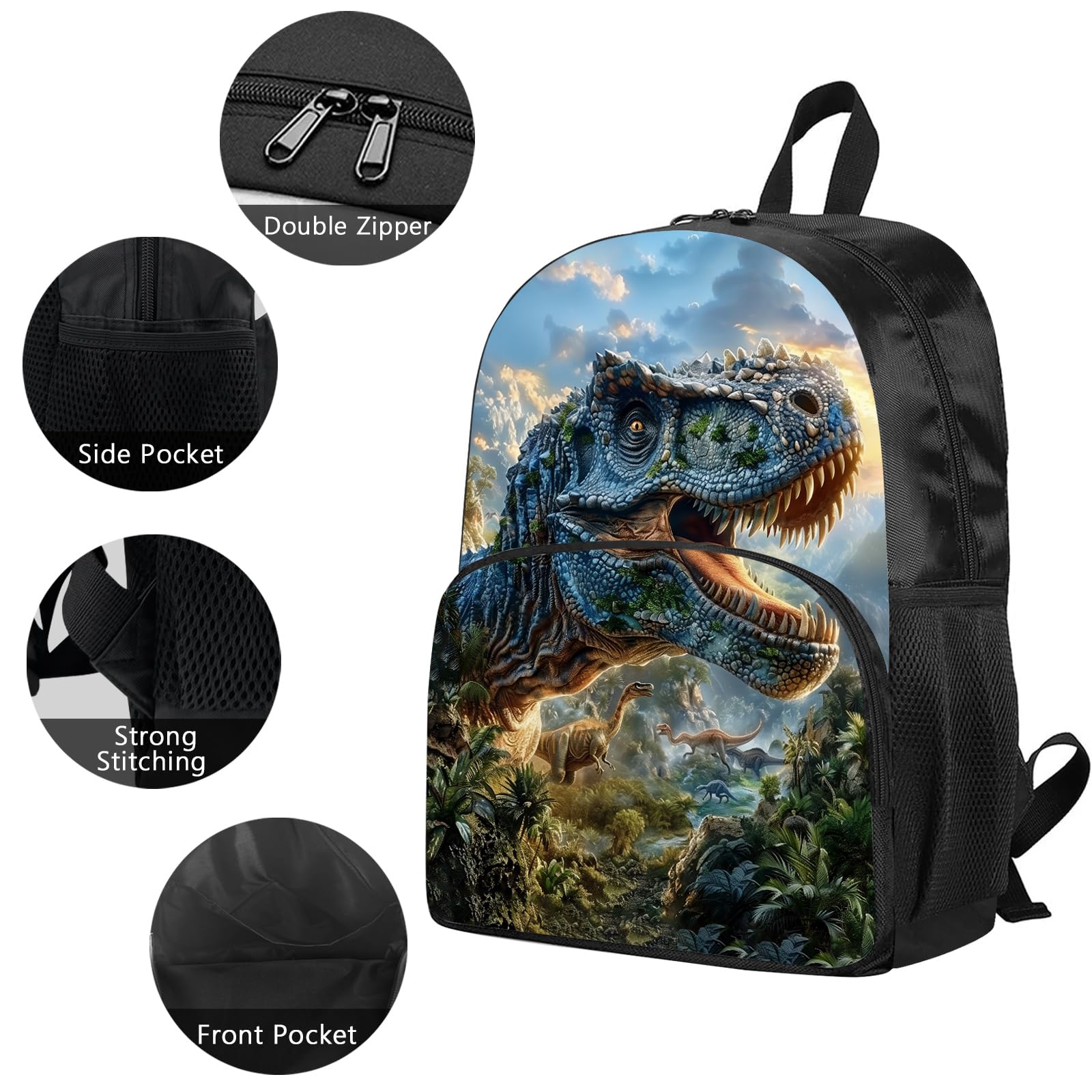 KOYI Dinosaur Backpack for Boys - Waterproof School Bag for Kids 3-12, Travel & Daily Use
