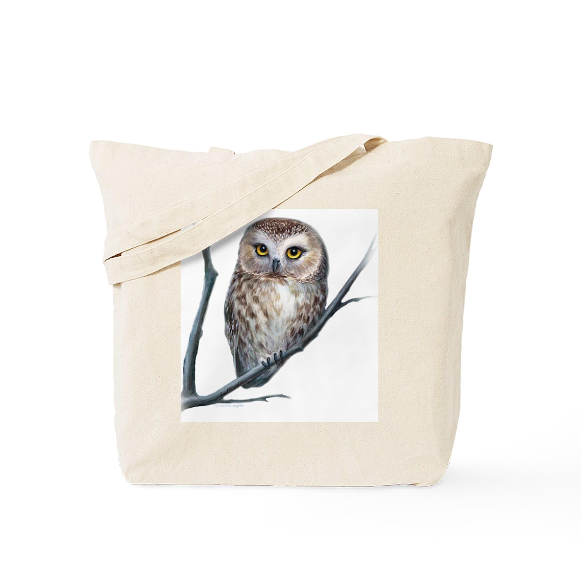 Little Owl Tote Bag - Natural Canvas Reusable Shopping Bag for Women & Men - Eco-Friendly Grocery Tote for Farmers Market, Beach & Daily Use