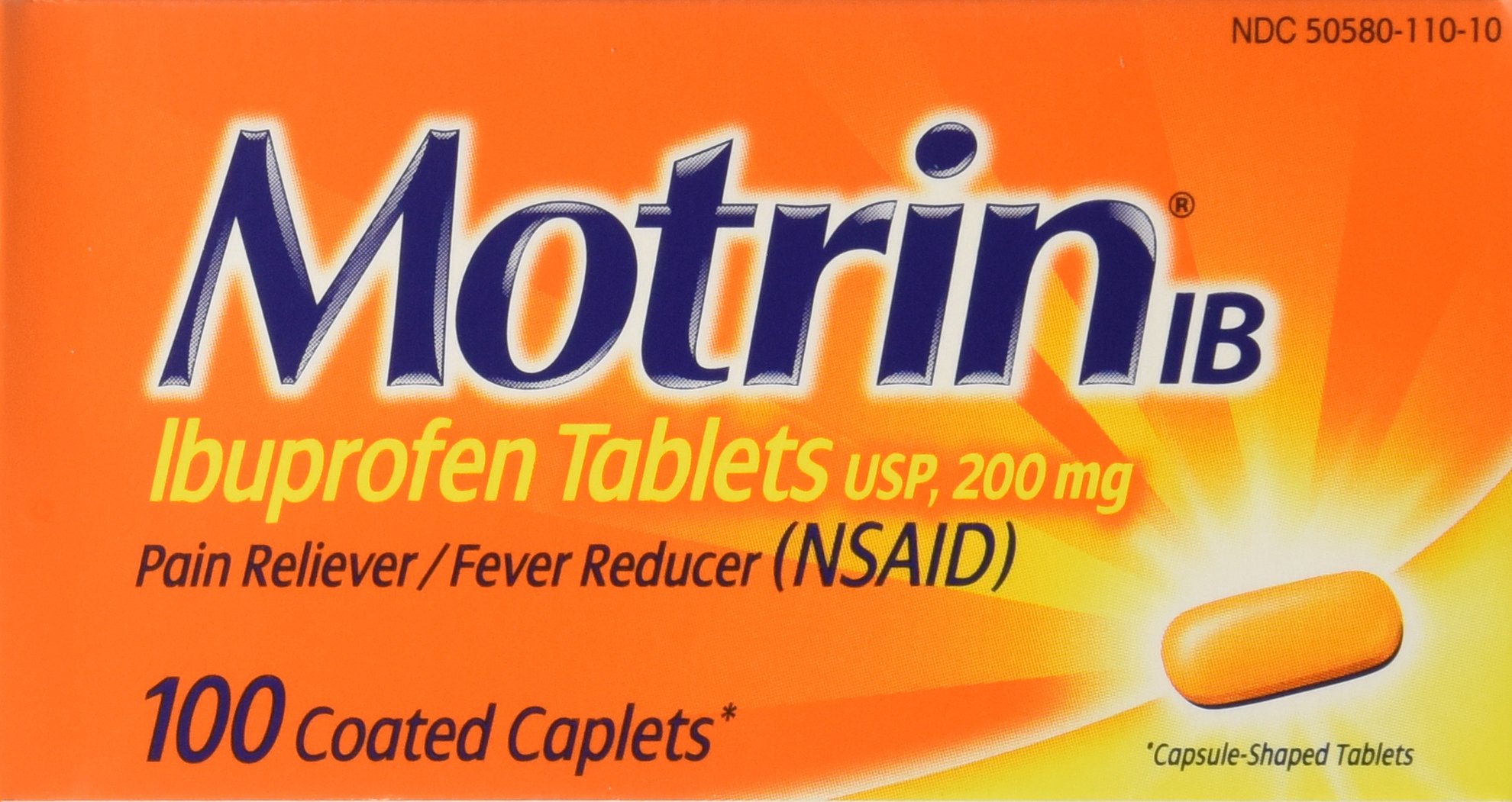 Motrin IB Ibuprofen Pain Reliever & Fever Reducer - 100 Coated Tablets (Pack of 48) - Fast-Acting Pain Relief for Headaches, Muscle Aches & Menstrual Cramps