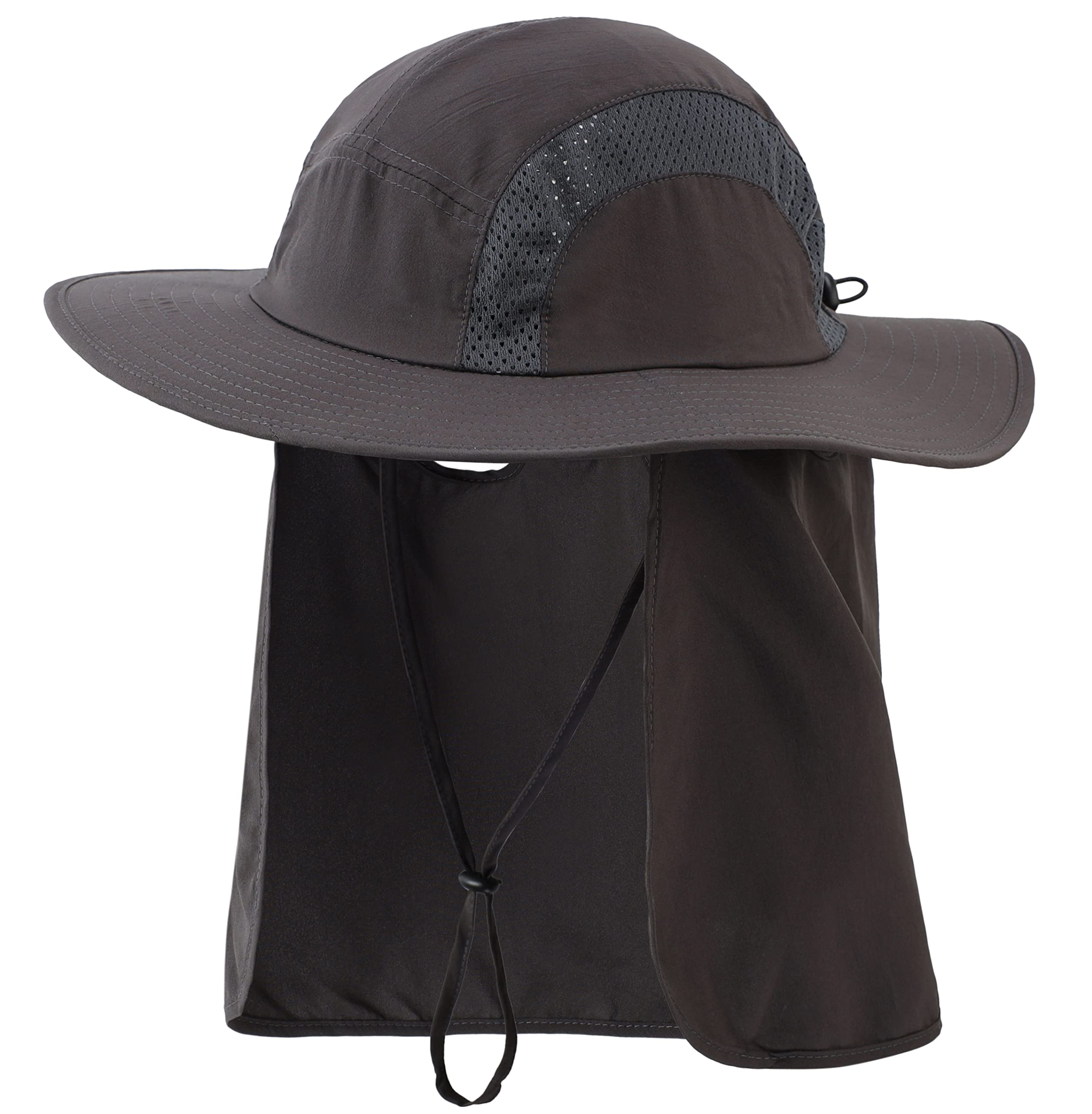 UPF 50+ Men's Mesh Sun Hat with Wide Brim - Breathable Outdoor Hiking & Fishing Hat for Sun Protection - Perfect for Beach, Camping, and Summer Activities