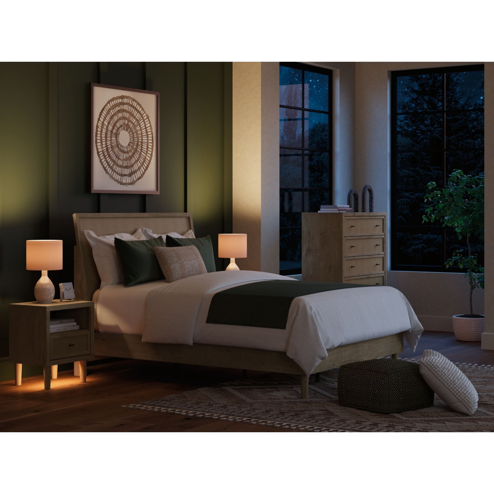 Cielden Modern Platform Bed Frame with Two-Tone Finish - Queen Size Wooden Bed for Bedroom, Living Room, or Guest Room