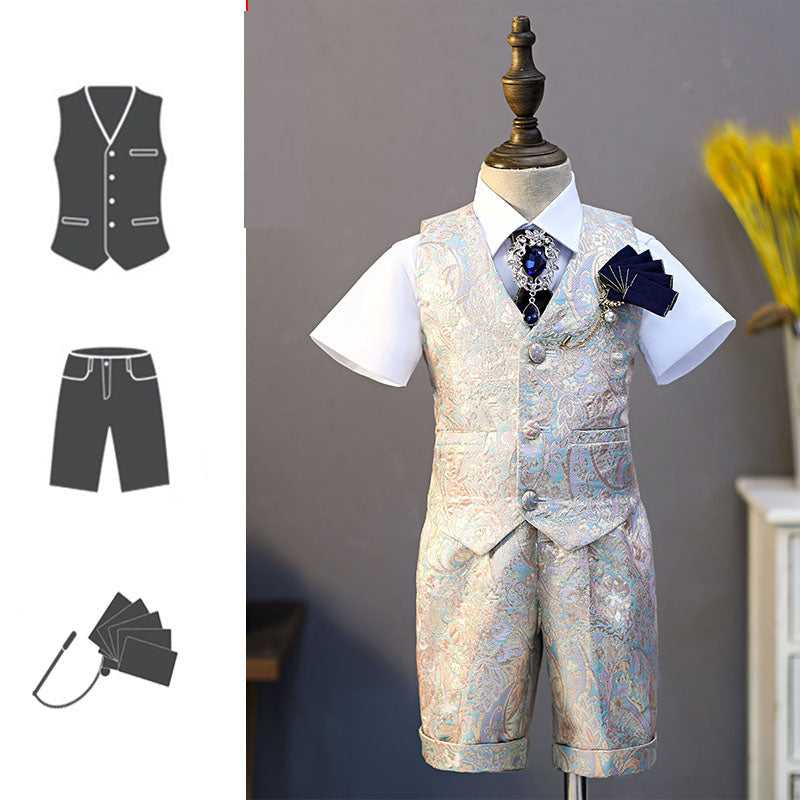 Three-piece suit (vest + shorts + brooch)