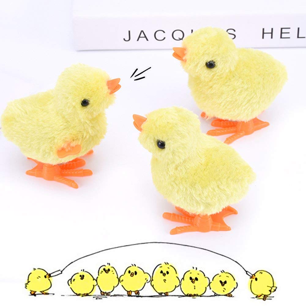 8 Pack Easter Chick Wind-Up Toys - Fluffy Plush Chicken Clockwork Walking & Jumping Toys for Kids - Easter Egg Hunt, Basket Stuffers, Party Favors, Birthday Gifts - Fun for Easter Celebrations, Classroom Rewards & Playtime Activities