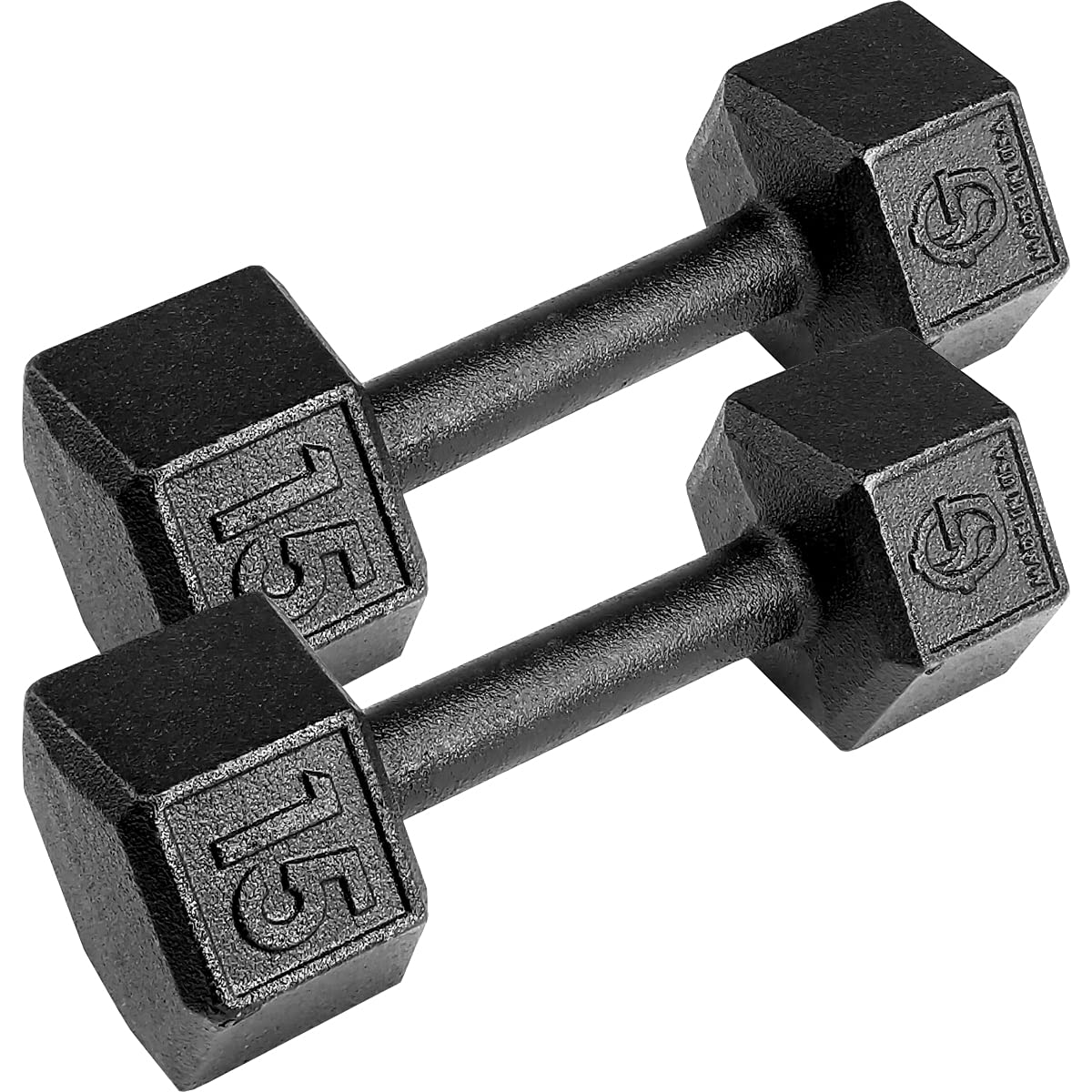 15lb Pair Cast Iron Dumbbells - Heavy Duty Workout Weights for Strength Training, Home Gym & Fitness - Perfect for Weightlifting, CrossFit & Muscle Building