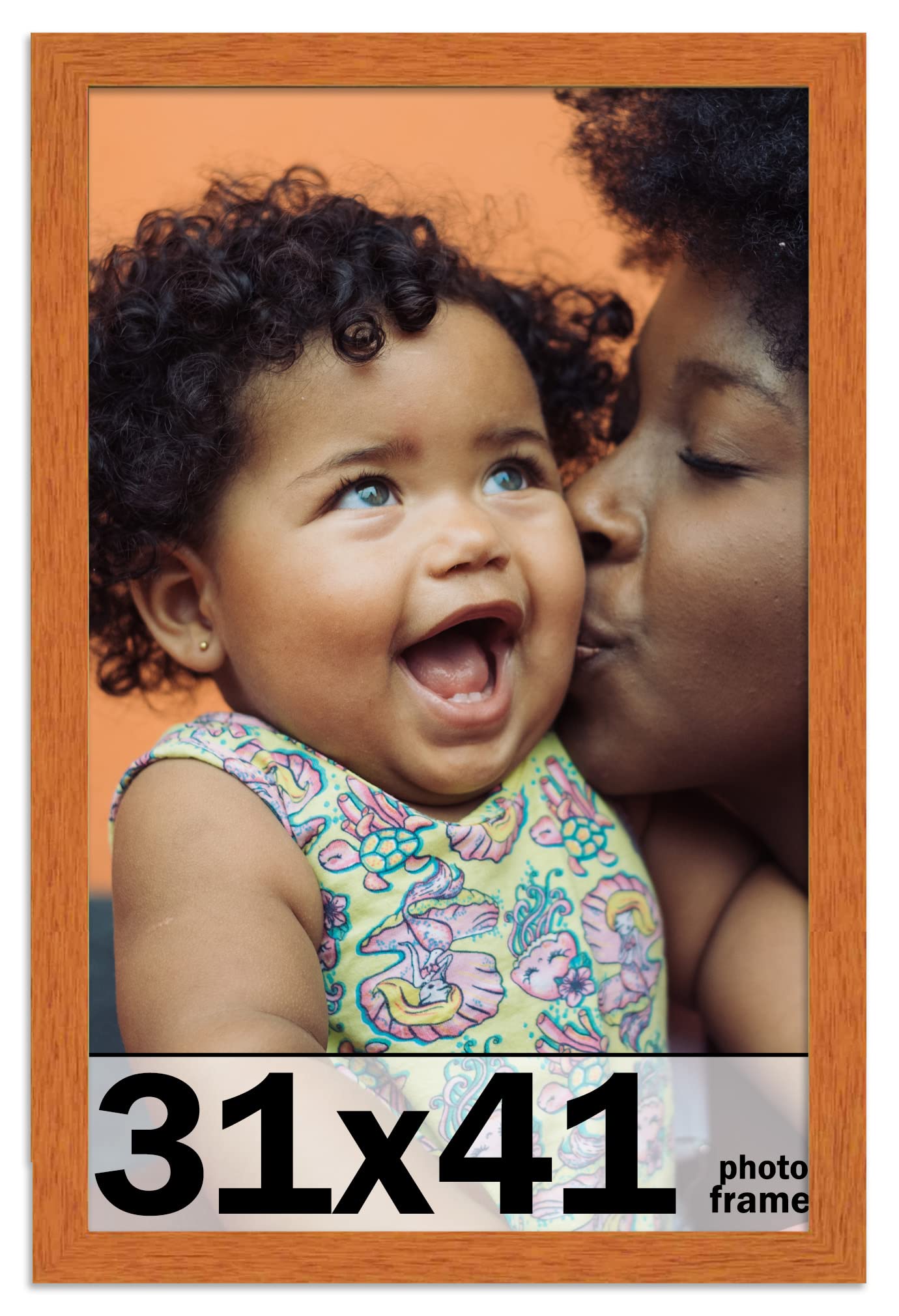 31x41 Inch Honey Pecan Brown Wood Picture Frame - Shatterproof UV Acrylic Glass, Acid-Free Backing - Modern Wall Photo Frame for Family Portraits, Living Room, Bedroom & Office Decor