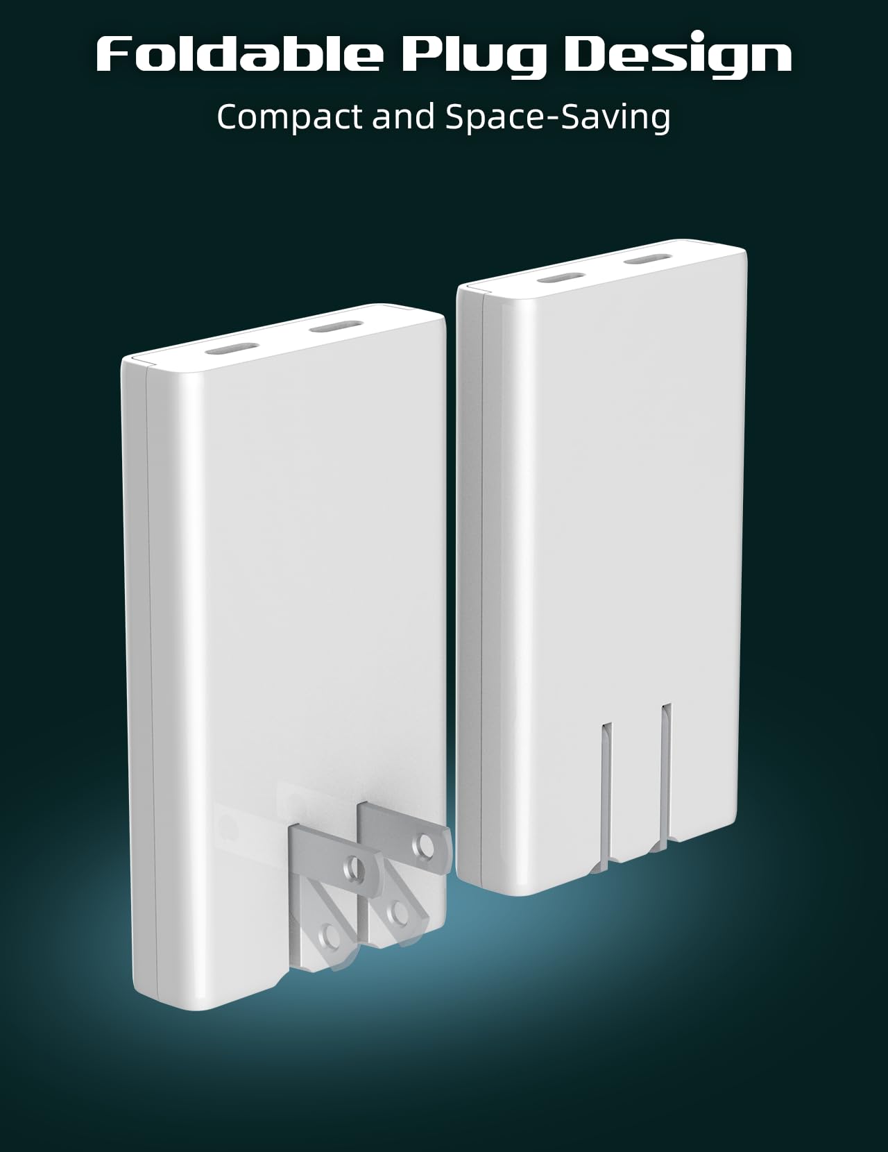 UltraSlim 65W GaN PD USB C Wall Charger - 2-Port Fast Charging Adapter for iPhone 15/16 Pro Max, Samsung Galaxy S24/Z Fold, iPad Air/Pro, MacBook Air/Pro - Compact Travel Charger for Home, Office & Airplane Use