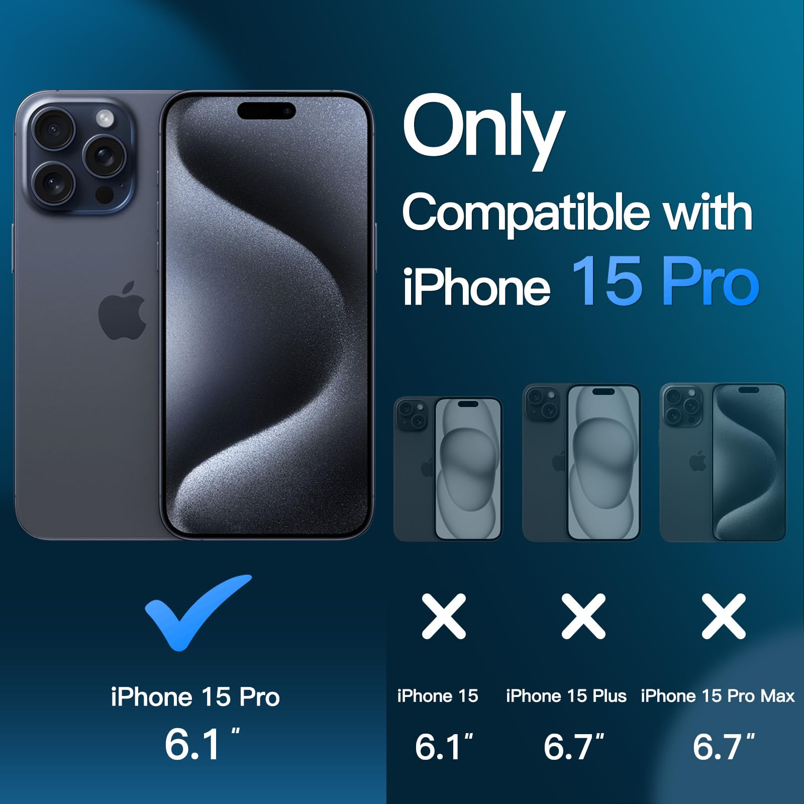 JETech 3 in 1 Magnetic Case for iPhone 15 Pro 6.1-Inch | 2 Pack Tempered Glass Screen Protectors | MagSafe Compatible | Translucent Matte Shockproof Phone Cover (Storm Blue) - Perfect for Work, Travel & Everyday Protection