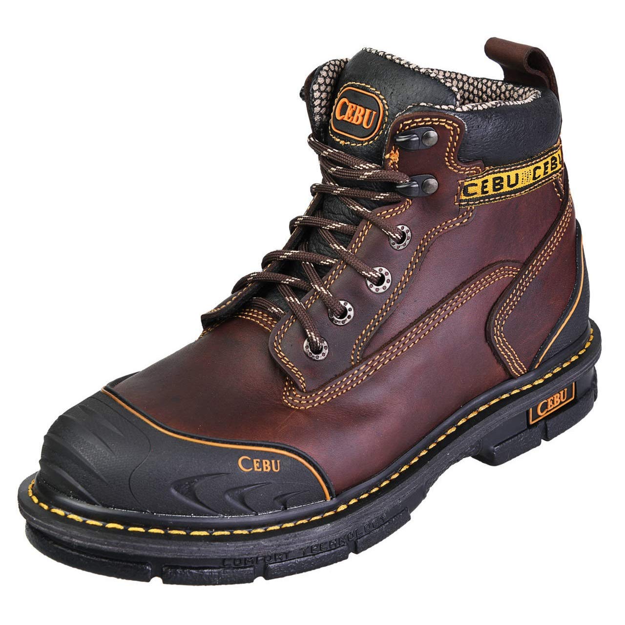BorceShark Men's 6 Inch Soft Toe Work Boots - Lace Up Ankle Construction Boots with Rubber Shield Protection | Oil & Acid Resistant Safety Shoes | Ideal for Manufacturing, Utility, Warehouse Work & Outdoor Labor