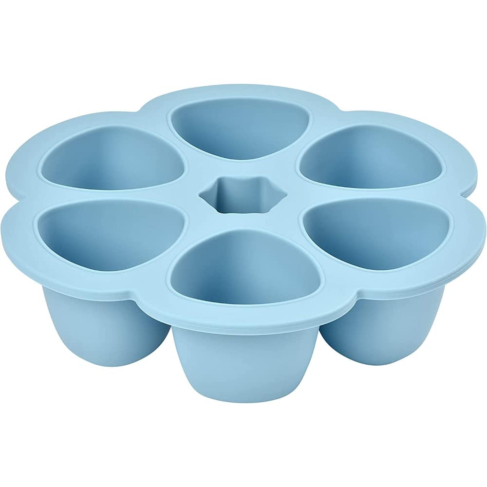 BEABA Silicone Baby Food Storage Tray - 3 oz Portion Containers, Freezer & Oven Safe, BPA-Free - Perfect for Homemade Baby Puree, Meal Prep & Snack Storage (Sky Blue)