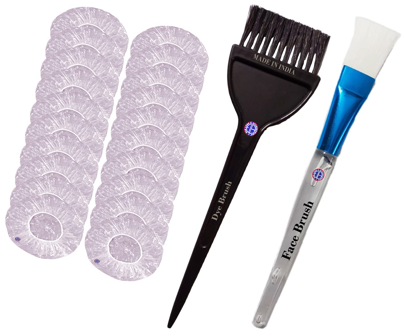 Ear Lobe & Accessories Combo Pack - 1pc Hair Dye Brush, 20pcs Ear Shower Caps, 1pc T Face Brush for Hair Coloring, Spa & Skincare - Perfect for Salons, Home Use & Beauty Treatments