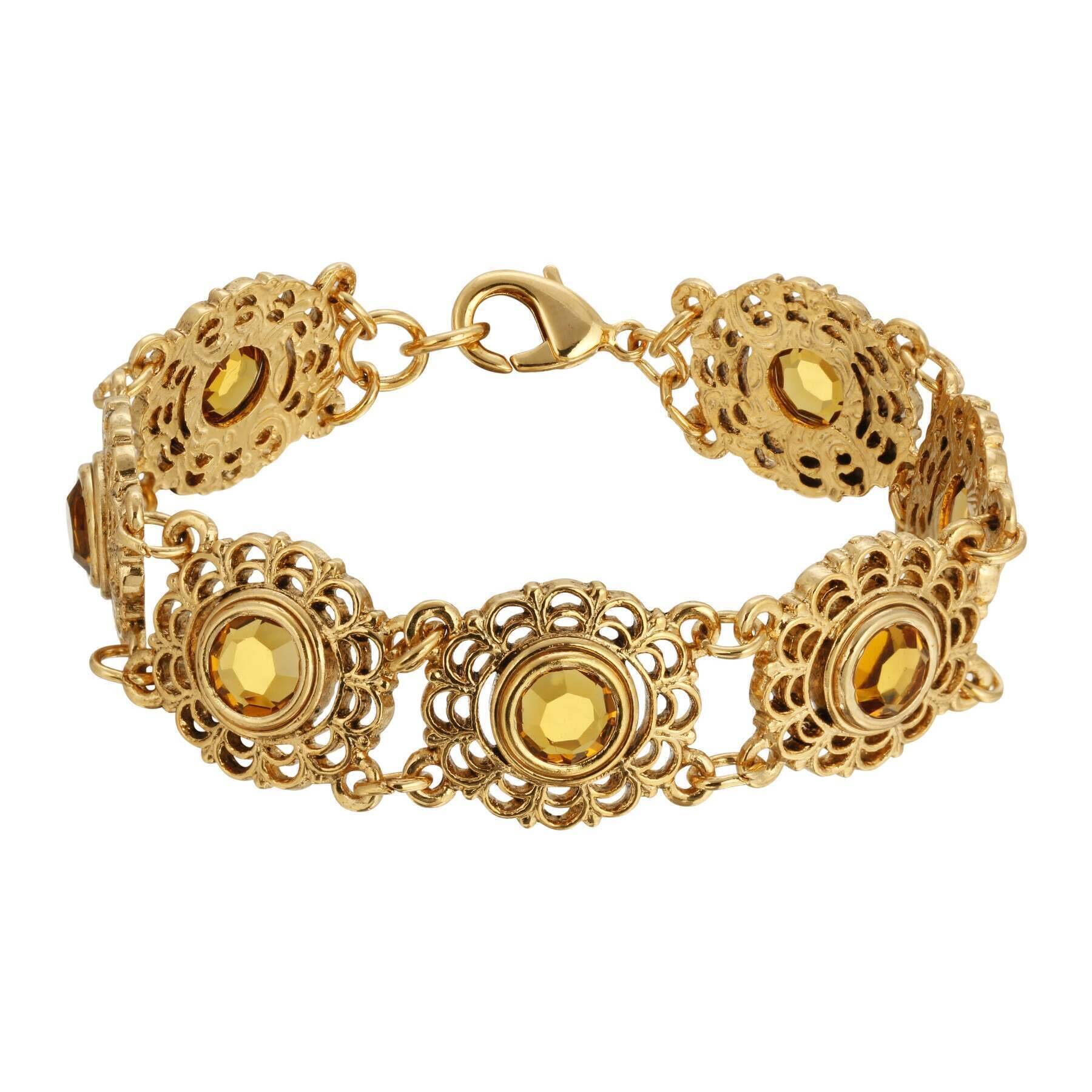 1928 Jewelry Austrian Crystal Link Bracelet for Women - Elegant Vintage Style Fashion Jewelry - Perfect for Parties, Weddings & Special Occasions