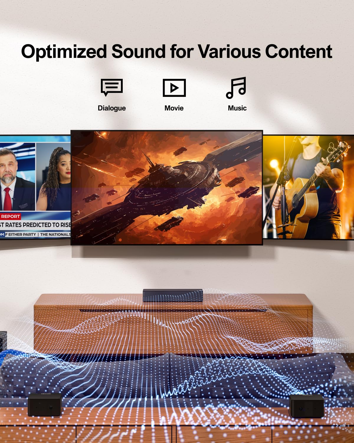 ULTIMEA 5.1 Virtual Surround Sound Bar with 320W Wireless Subwoofer, Adjustable Surround Speakers for Smart TV, Home Theater Sound System, Perfect for Living Room and Movie Nights